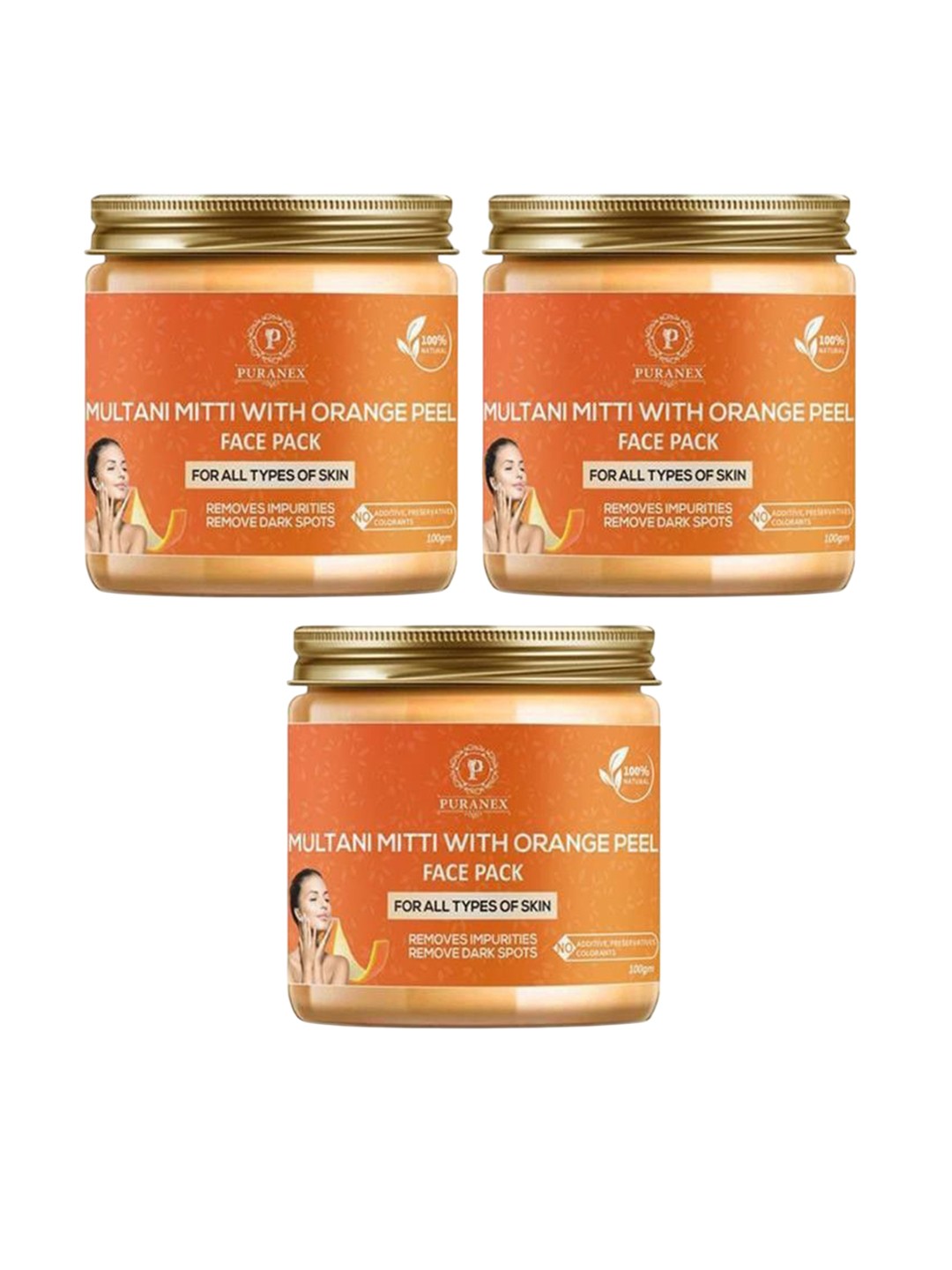Puranex Set Of 3 100% Natural Multani Mitti with Orange Peel Powder - 100g Each, White
Puranex Set Of 3 100% Natural Multani Mitti with Orange Peel Powder - 100g Each, White