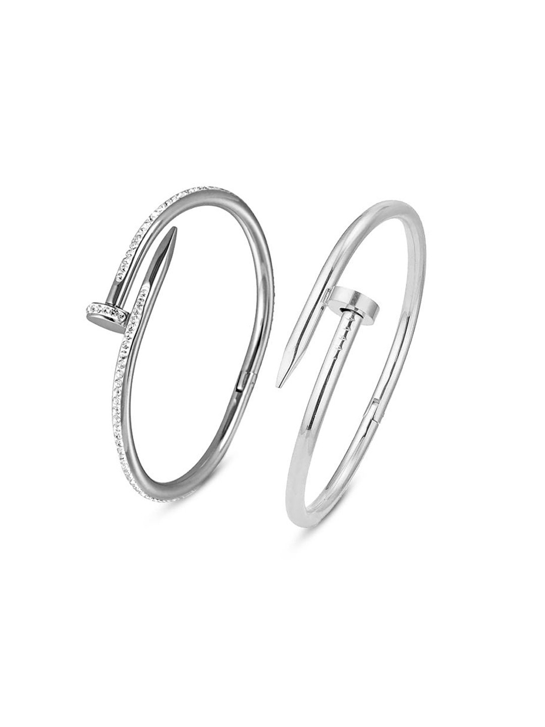 MEENAZ Set of 2 Silver-Plated AD-Stone Studded Stainless Steel Anti Tarnish Kada Bracelets
MEENAZ Set of 2 Silver-Plated AD-Stone Studded Stainless Steel Anti Tarnish Kada Bracelets