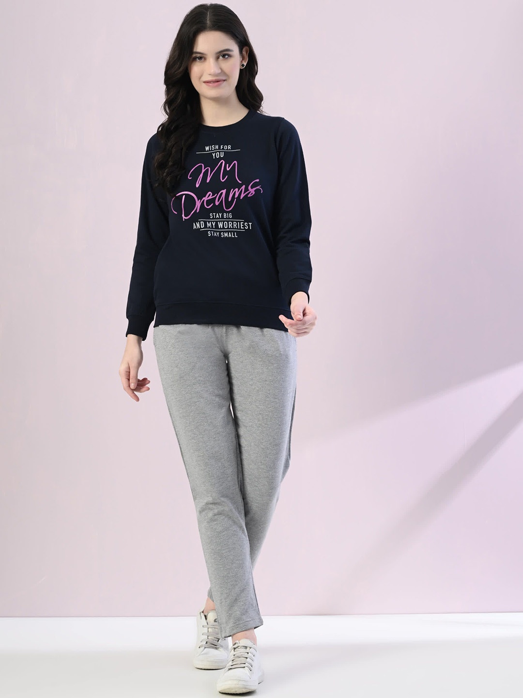 STARFOX Typography Printed Round Neck Fleece Sweatshirt With Track Pant, Navy blue
STARFOX Typography Printed Round Neck Fleece Sweatshirt With Track Pant, Navy blue