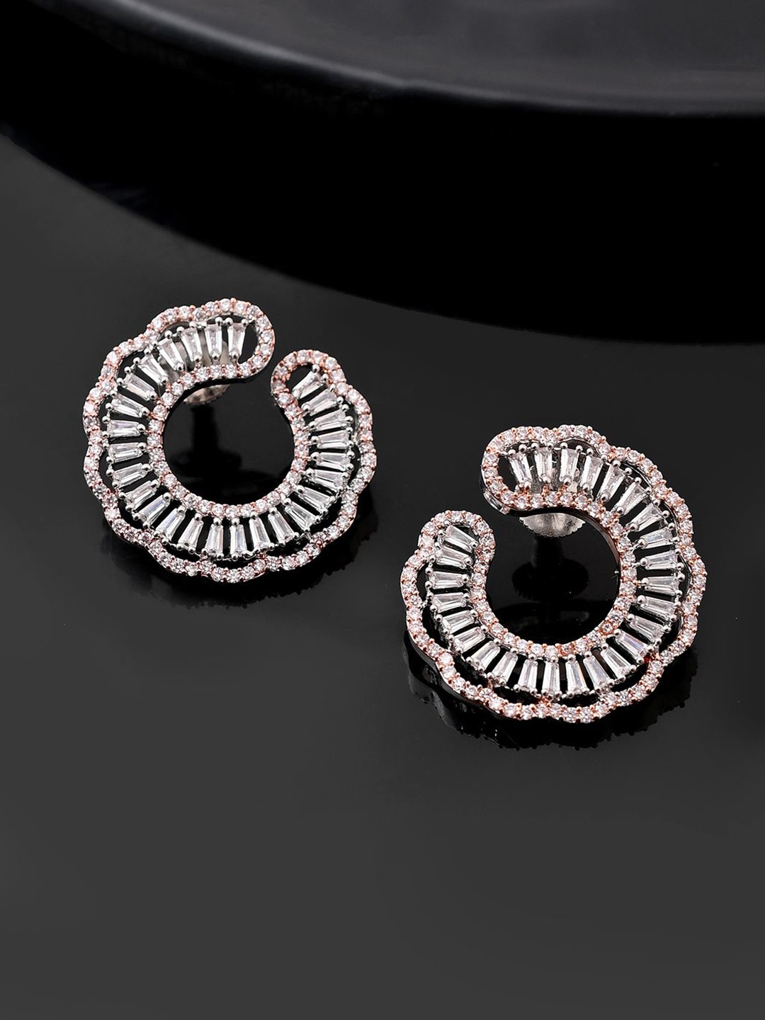 Voylla Sparkling Rhodium Plated American Diamond Studded Contemporary Studs Earrings, Silver
Voylla Sparkling Rhodium Plated American Diamond Studded Contemporary Studs Earrings, Silver