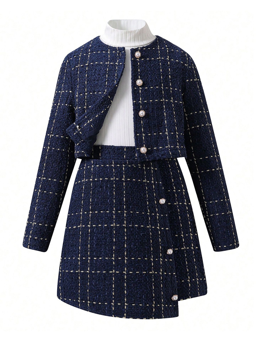 StyleCast x Revolte Girls Checked Round Neck Long Sleeves Top With Skirt With Top, Navy blue
StyleCast x Revolte Girls Checked Round Neck Long Sleeves Top With Skirt With Top, Navy blue