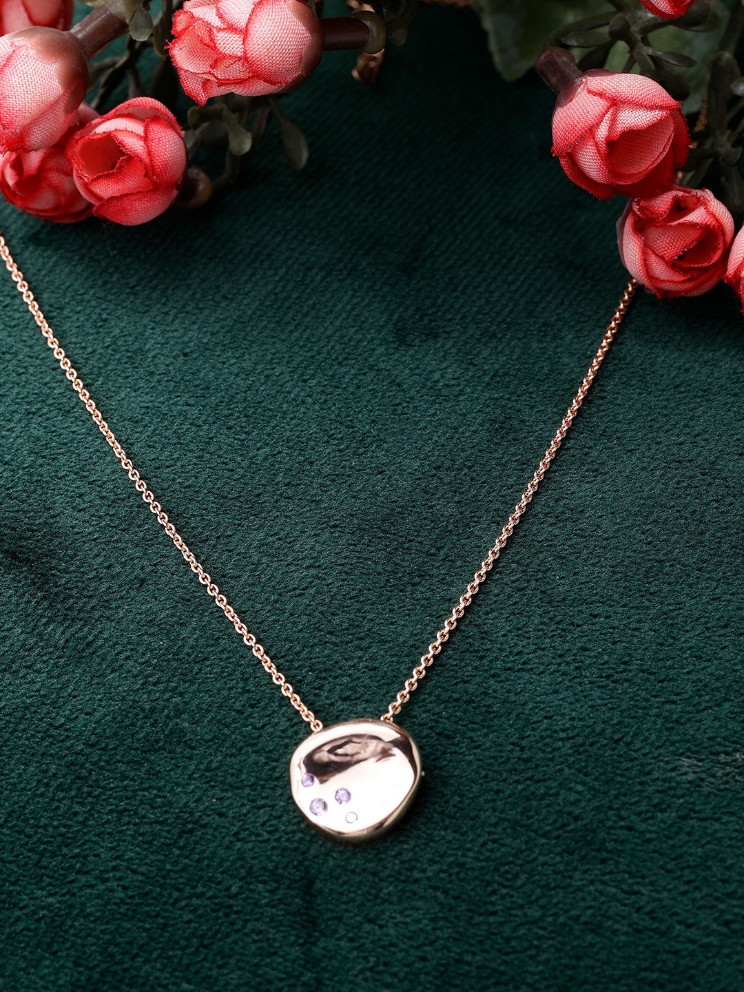 DIAVO 925 Sterling Silver Rose Gold-Plated CZ Studded Contemporary Pendants with Chains
DIAVO 925 Sterling Silver Rose Gold-Plated CZ Studded Contemporary Pendants with Chains