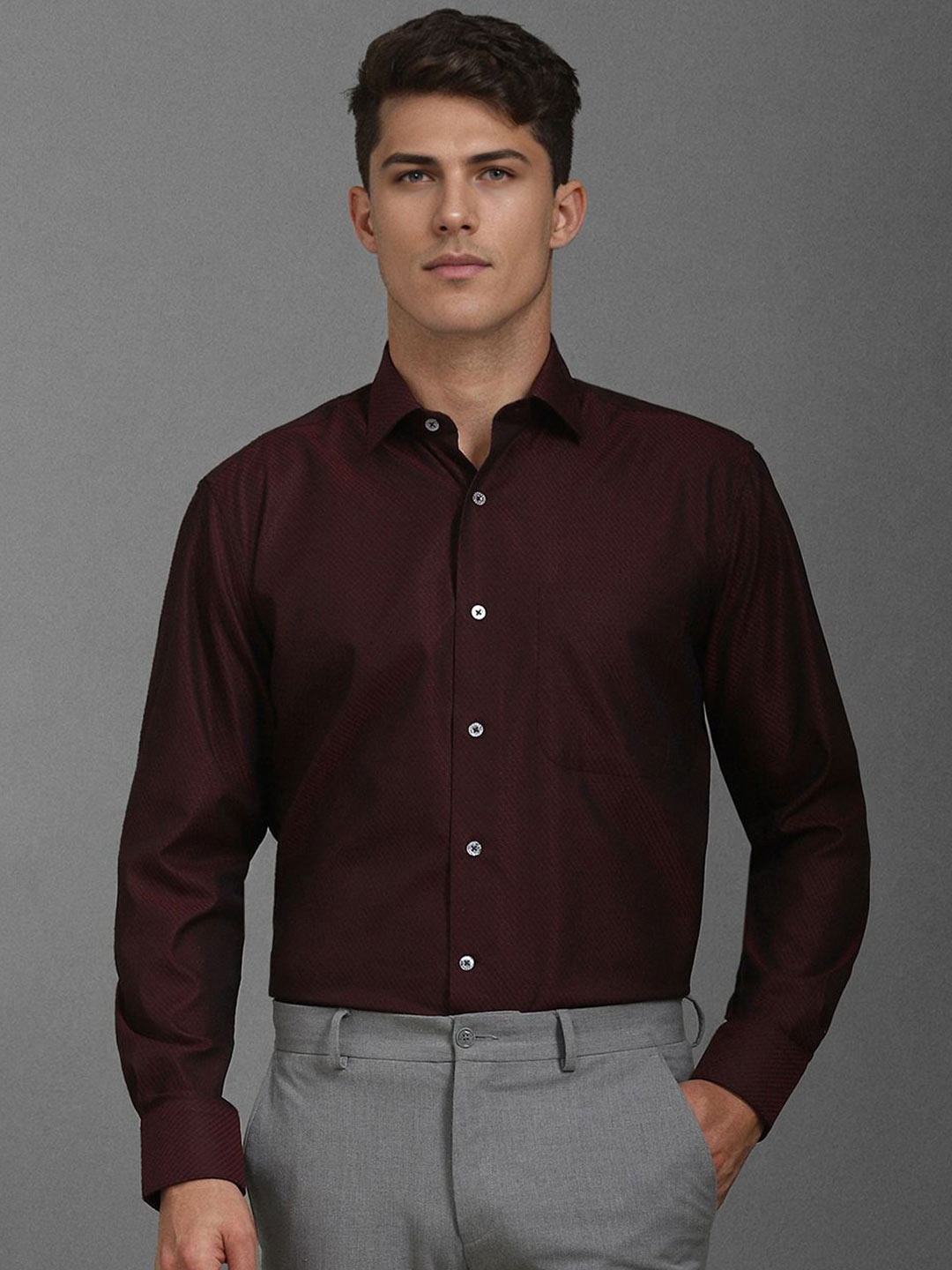 Luxure by Louis Philippe Men Classic Spread Collar Micro Ditsy Printed Cotton Formal Shirt, Maroon
Luxure by Louis Philippe Men Classic Spread Collar Micro Ditsy Printed Cotton Formal Shirt, Maroon