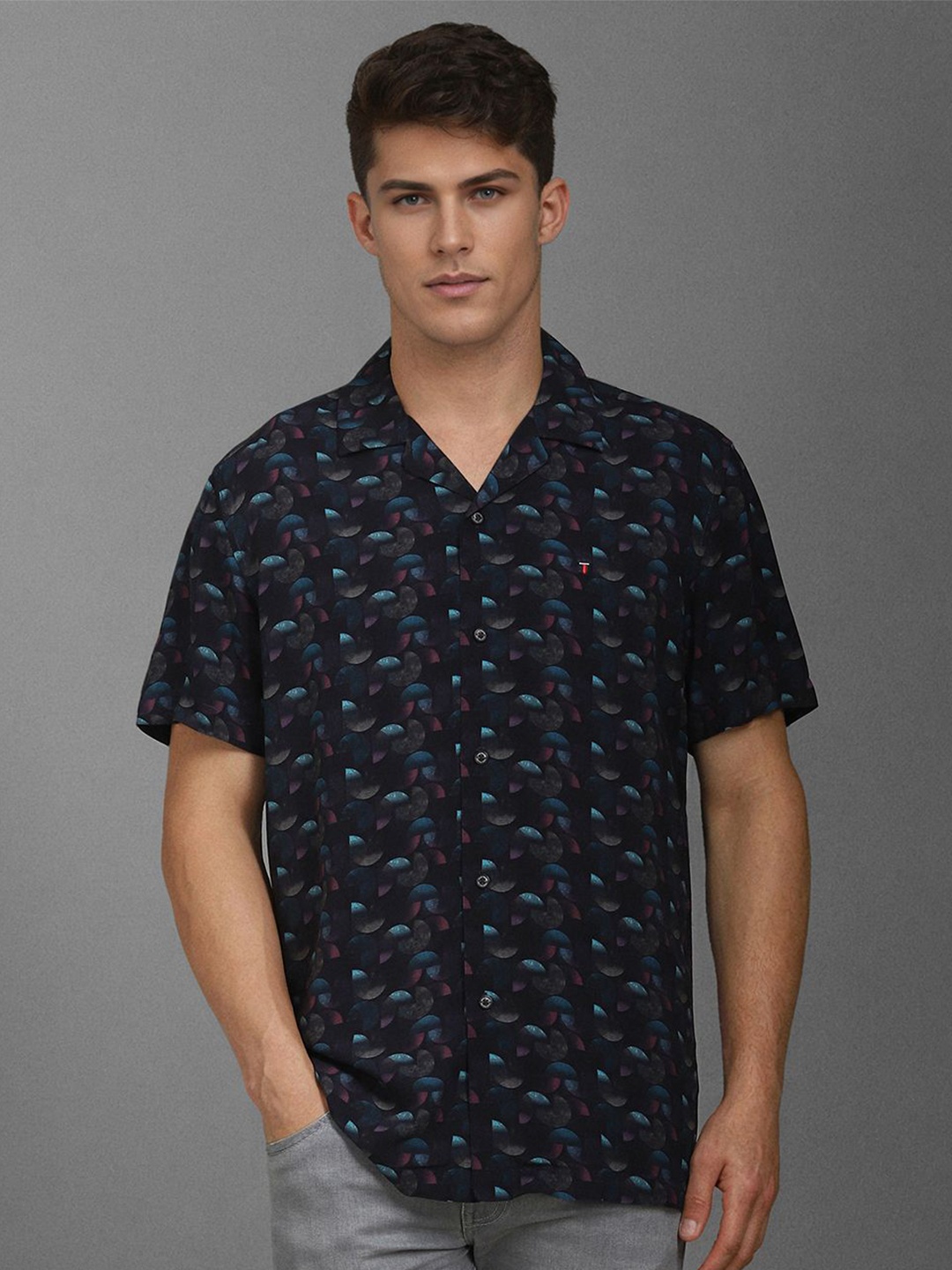 Louis Philippe Jeans Men Cuban Collar Geometric Printed Slim Fit Casual Shirt, Black
Louis Philippe Jeans Men Cuban Collar Geometric Printed Slim Fit Casual Shirt, Black
