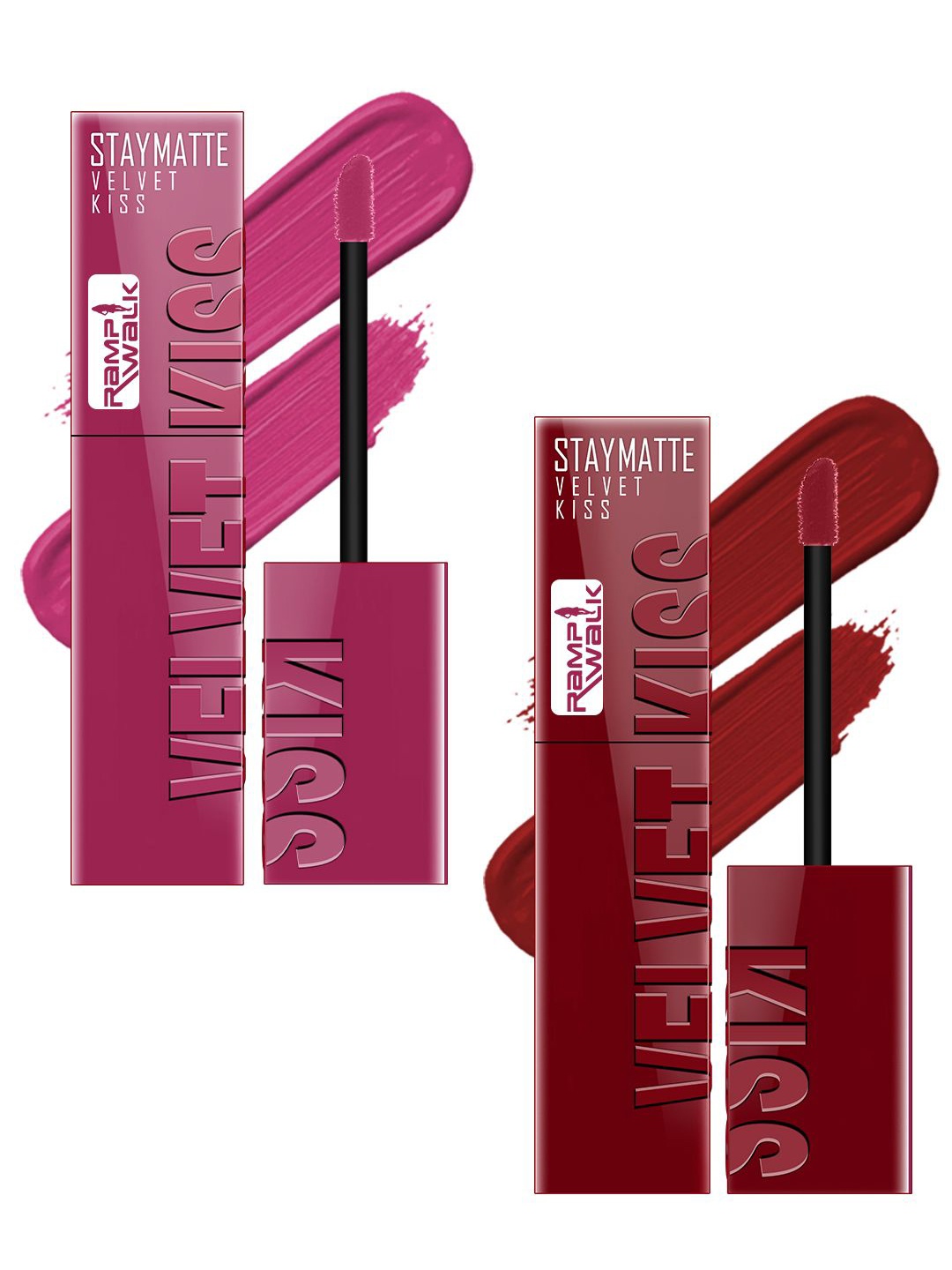 Ramp Walk Set Of 2 Velvet Kiss Liquid Lipstick - 3.5 ml Each- Dark Brown 7-Bright Maroon 9, Pink
Ramp Walk Set Of 2 Velvet Kiss Liquid Lipstick - 3.5 ml Each- Dark Brown 7-Bright Maroon 9, Pink