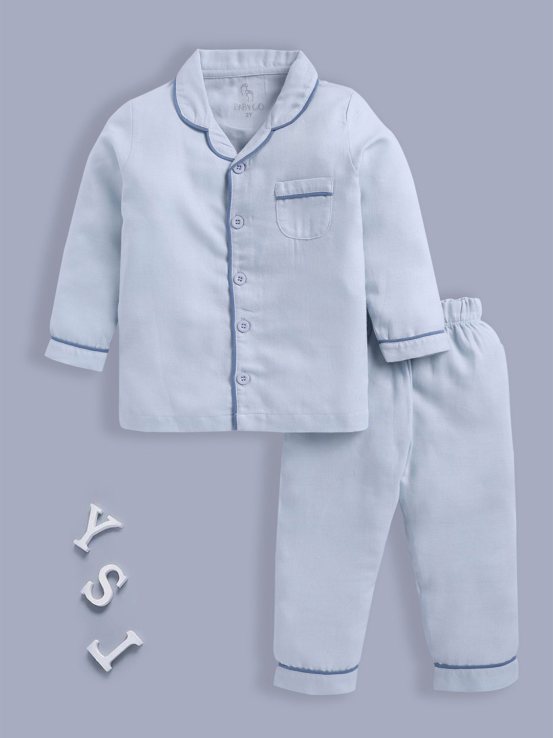 BABY GO Boys Shirt Collar Long Sleeves Pure Cotton Shirt With Pyjama, Blue
BABY GO Boys Shirt Collar Long Sleeves Pure Cotton Shirt With Pyjama, Blue