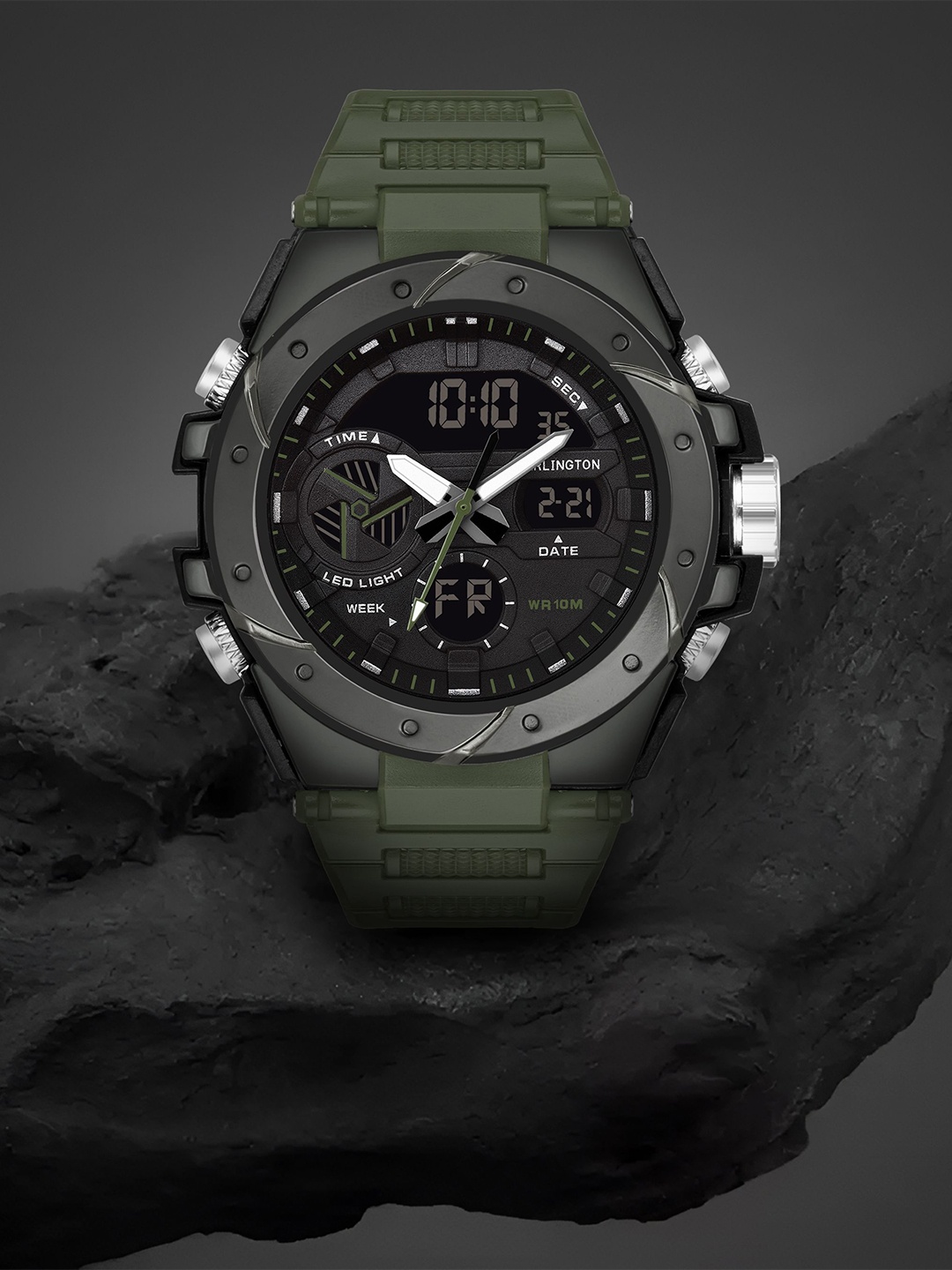 CARLINGTON Men Round Dial Analogue and Digital Multi Function Watch Endurance 9140, Green
CARLINGTON Men Round Dial Analogue and Digital Multi Function Watch Endurance 9140, Green