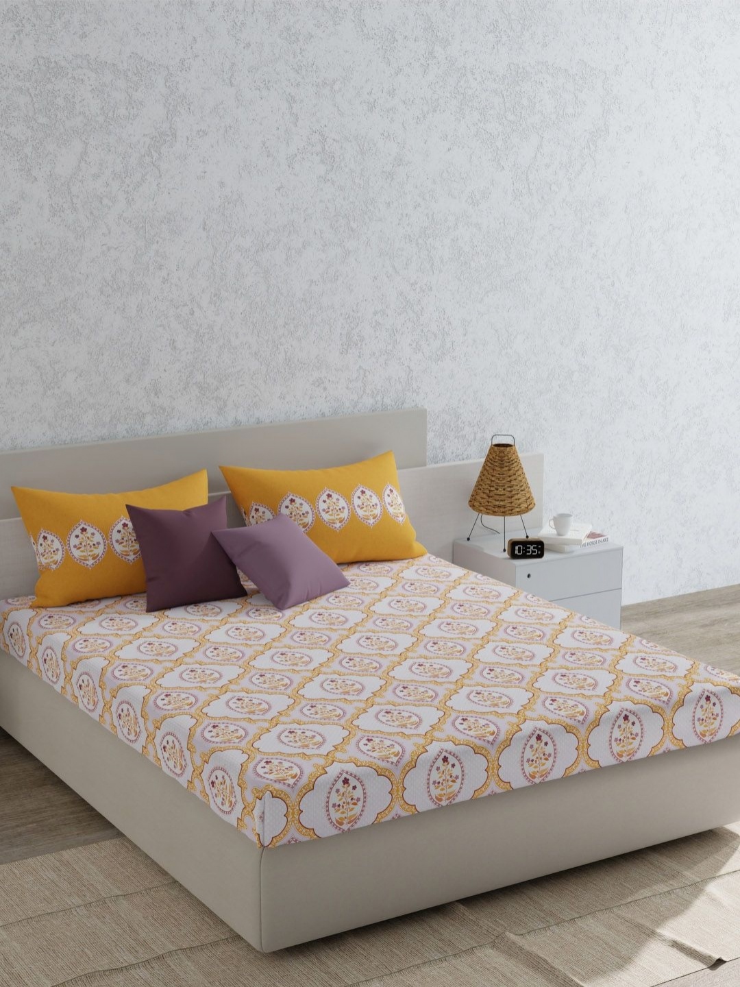 MYTRIDENT White & Yellow Floral 120 TC Pure Cotton Queen Bedsheet Set 2.28 m x 2.54 m
MYTRIDENT White & Yellow Floral 120 TC Pure Cotton Queen Bedsheet Set 2.28 m x 2.54 m