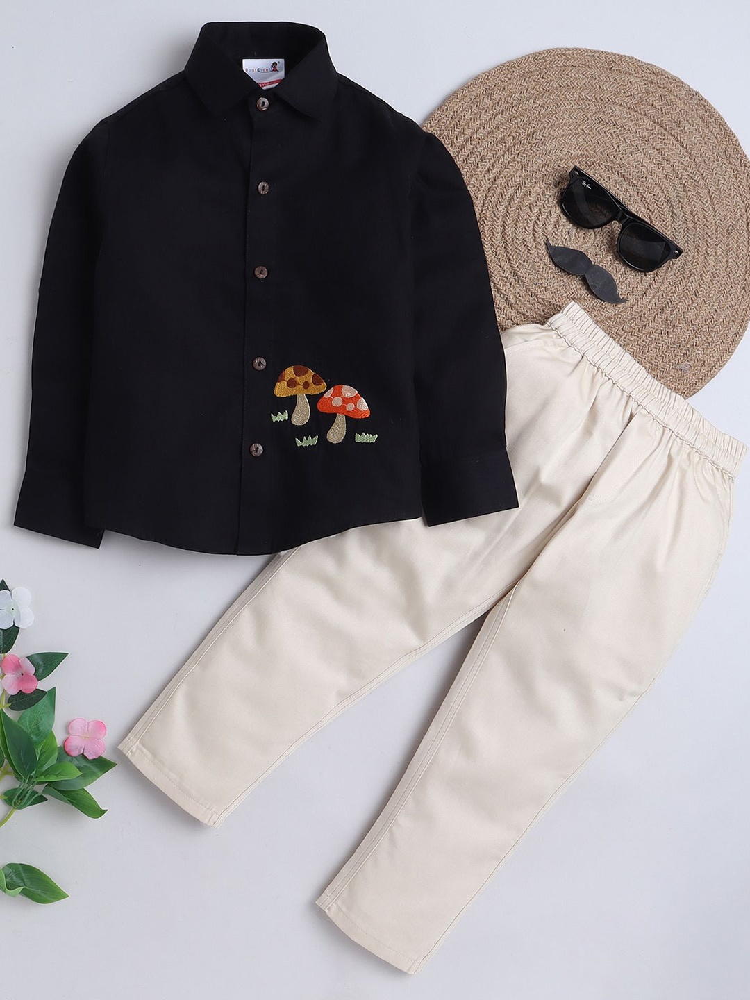 BAATCHEET Boys Embroidered Shirt Collar Long Sleeves Pure Cotton Shirt With Trouser, Black
BAATCHEET Boys Embroidered Shirt Collar Long Sleeves Pure Cotton Shirt With Trouser, Black