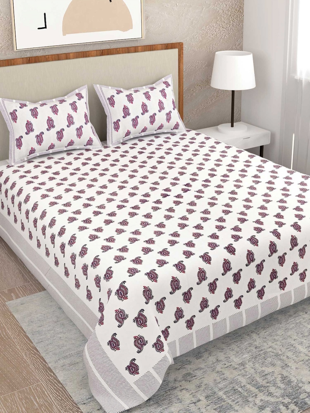 Adwitiya White & Red Floral 300 TC Pure Cotton Double King Bedsheet Set 1.08 m x 1.08 m
Adwitiya White & Red Floral 300 TC Pure Cotton Double King Bedsheet Set 1.08 m x 1.08 m
