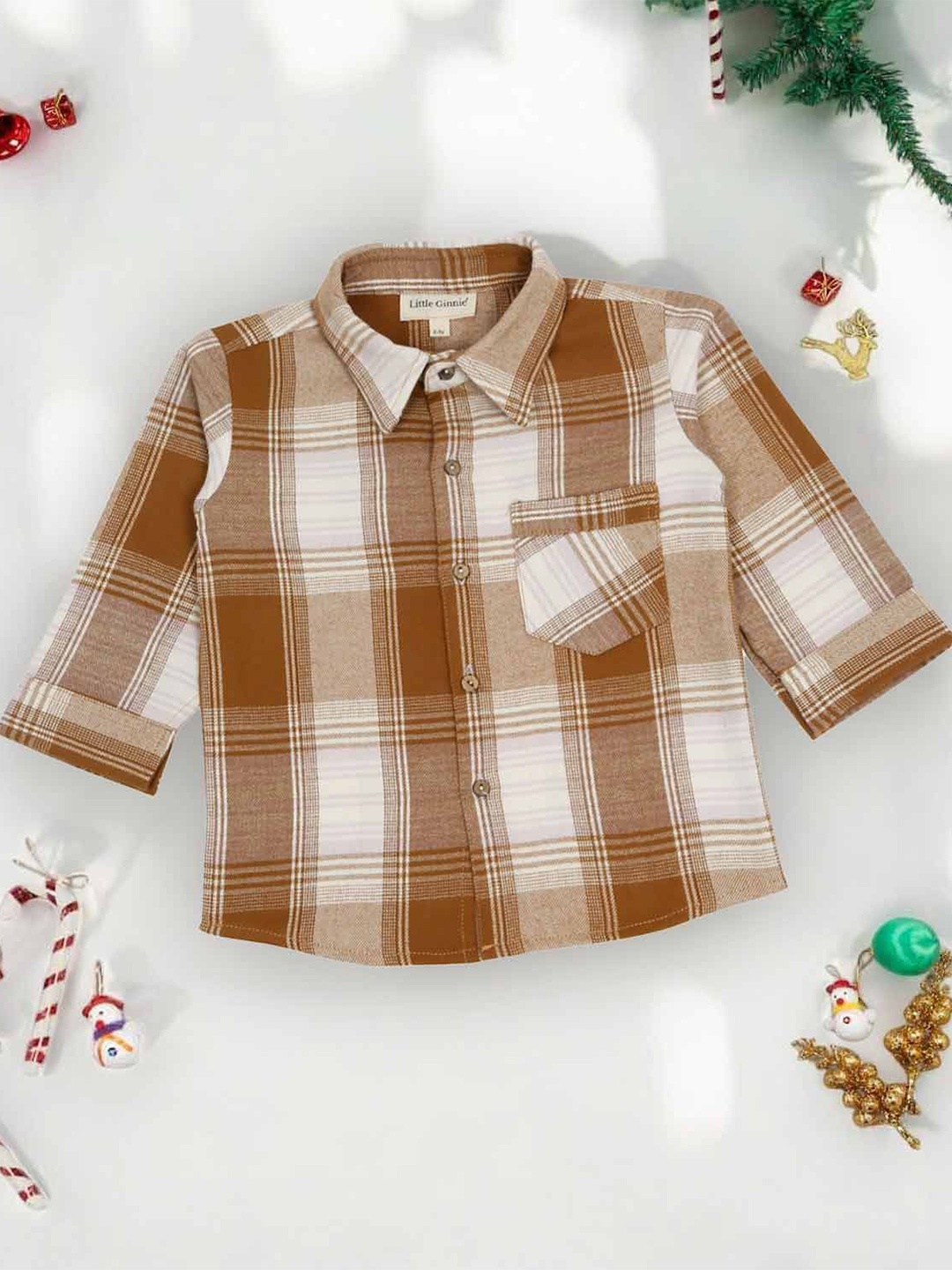 LITTLE GINNIE Unisex Kids Original Spread Collar Tartan Checked Cotton Casual Shirt, Brown
LITTLE GINNIE Unisex Kids Original Spread Collar Tartan Checked Cotton Casual Shirt, Brown