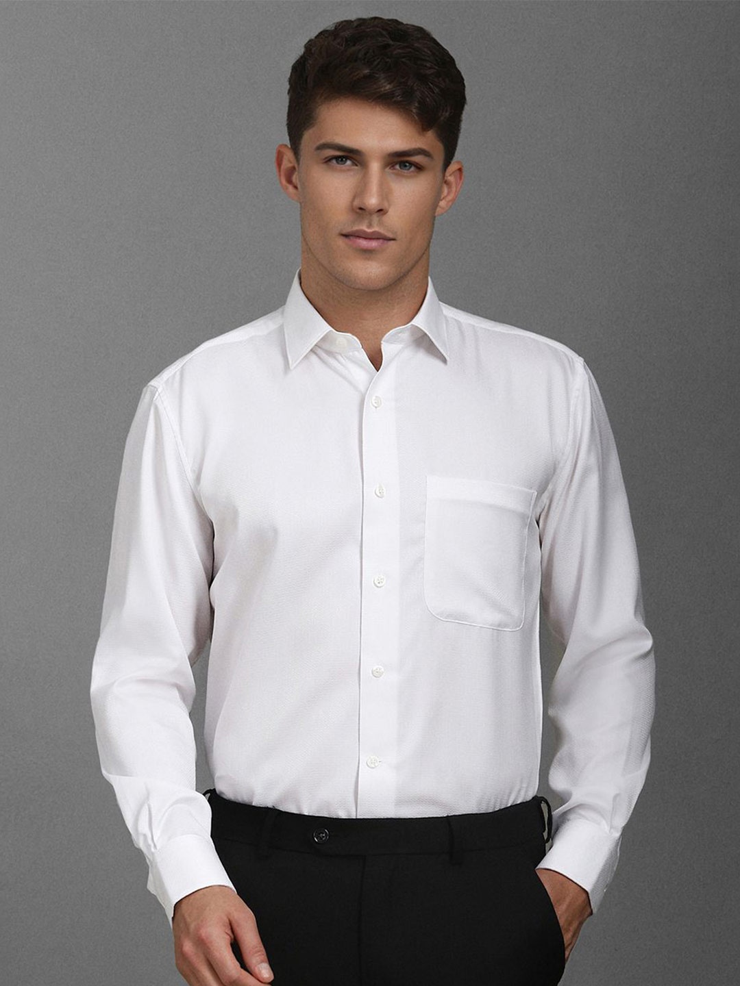Luxure by Louis Philippe Men Classic Spread Collar Geometric Printed Cotton Formal Shirt, White
Luxure by Louis Philippe Men Classic Spread Collar Geometric Printed Cotton Formal Shirt, White