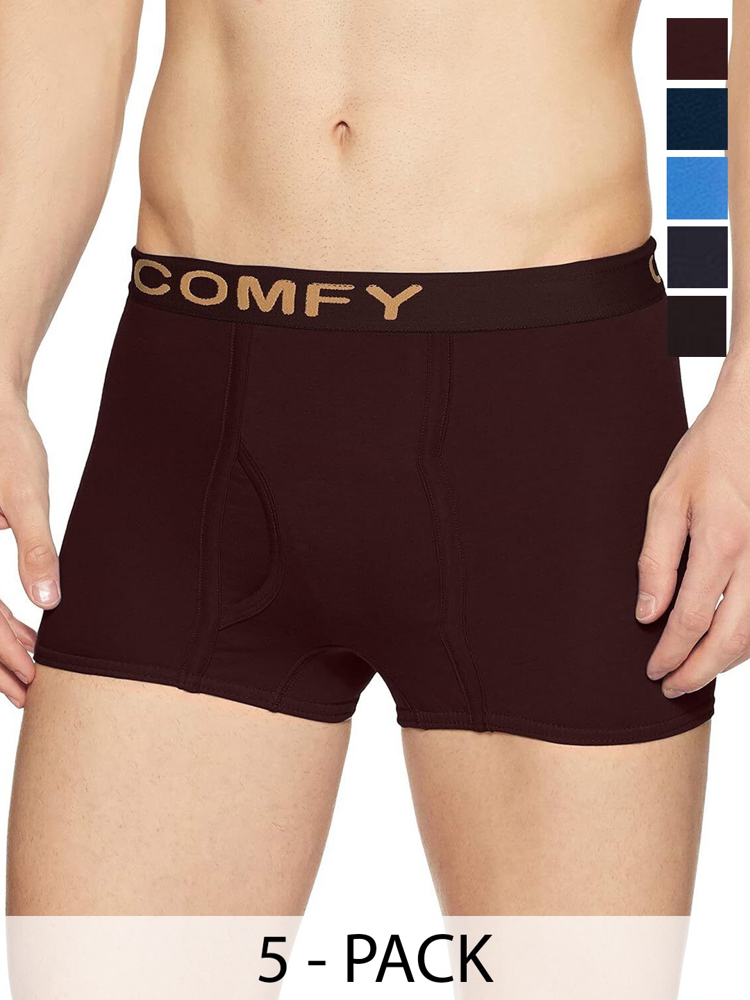 AMUL COMFY Men Pack Of 5 Assorted Pure Cotton Trunks - Comfy-Plain-Mini-Trunk-OE-5-80, Brown
AMUL COMFY Men Pack Of 5 Assorted Pure Cotton Trunks - Comfy-Plain-Mini-Trunk-OE-5-80, Brown