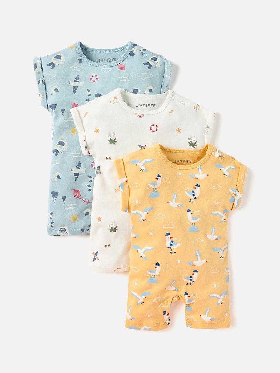 Juniors by Babyshop Infant Boys Pack Of 3 Printed Cotton Rompers With Short Sleeves, Orange
Juniors by Babyshop Infant Boys Pack Of 3 Printed Cotton Rompers With Short Sleeves, Orange
