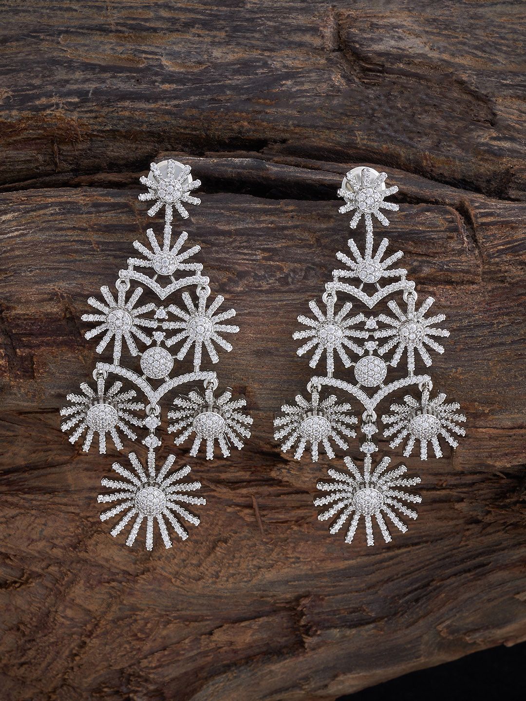 Kushal's Fashion Jewellery Rhodium-Plated Zircon Studded Floral Drop Earrings, Silver
Kushal's Fashion Jewellery Rhodium-Plated Zircon Studded Floral Drop Earrings, Silver
