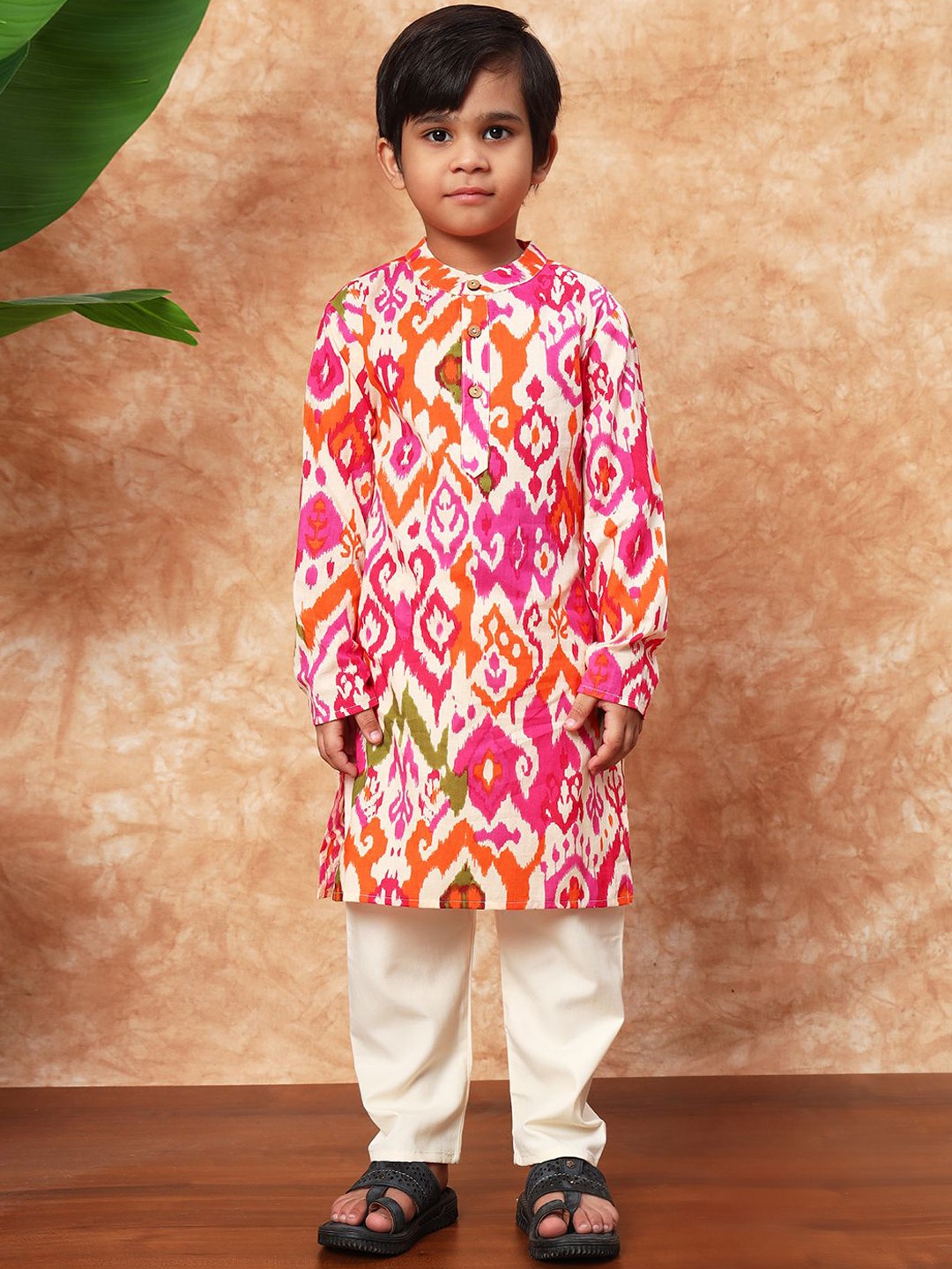 Readiprint Boys Printed Mandarin Collar Pure Cotton Straight Kurta With Pyjamas, White
Readiprint Boys Printed Mandarin Collar Pure Cotton Straight Kurta With Pyjamas, White