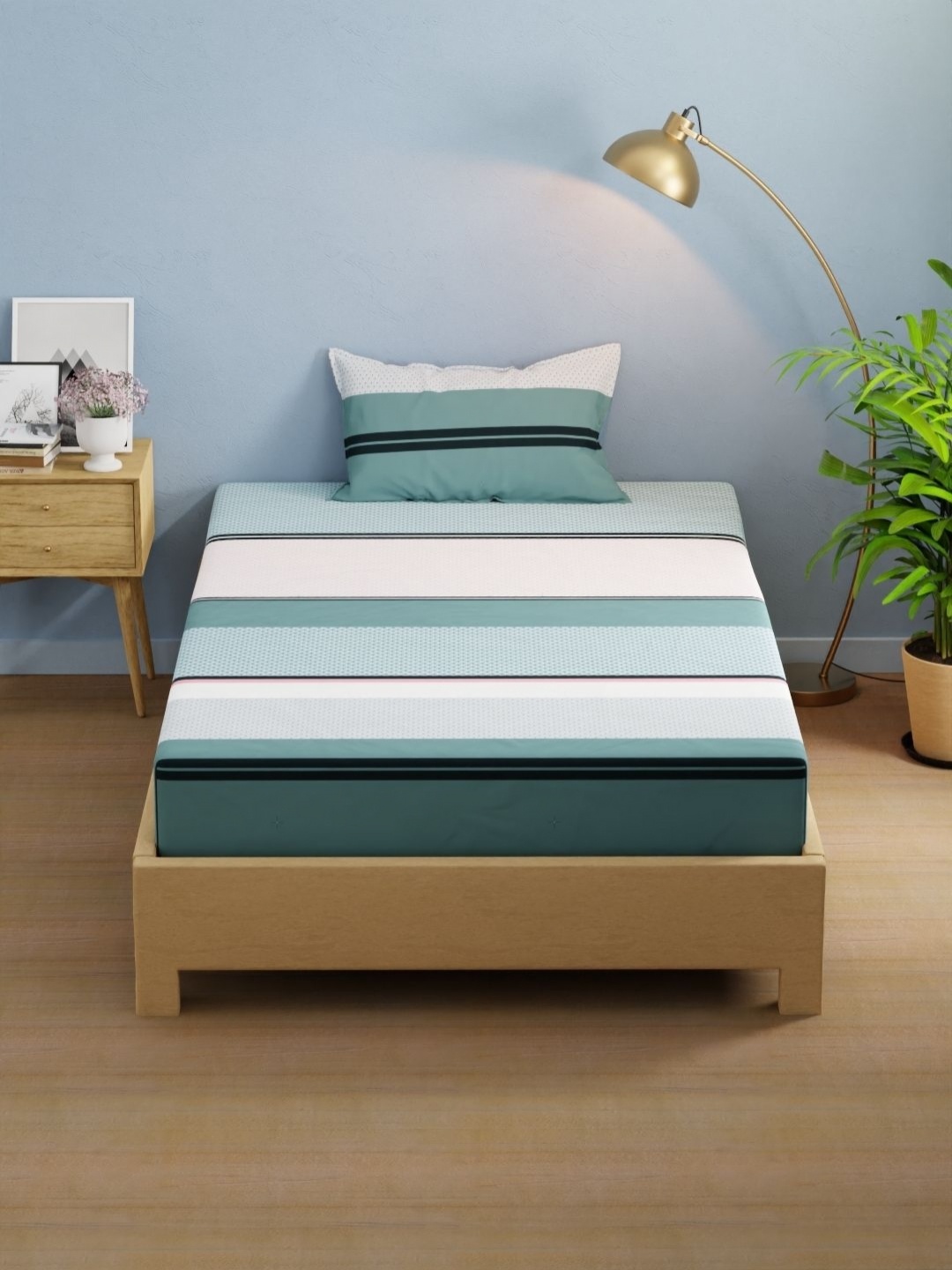 KOPA Blue & Multicoloured Striped 200 TC Microfiber Single Bedsheet Set 1.50 m x 2.24 m
KOPA Blue & Multicoloured Striped 200 TC Microfiber Single Bedsheet Set 1.50 m x 2.24 m
