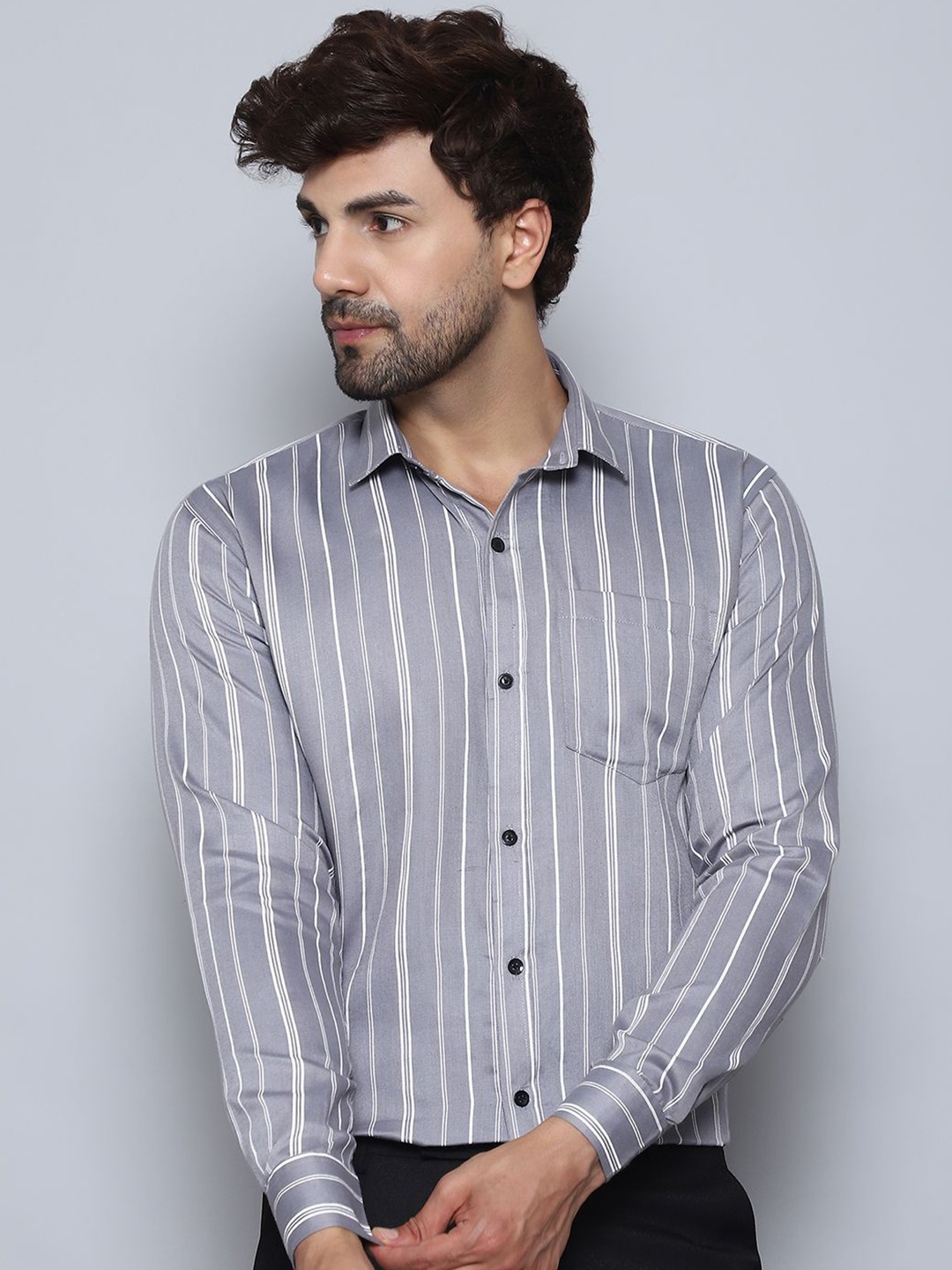 BANHUSSAIN Men Straight Spread Collar Vertical Striped Cotton Linen Casual Shirt, Grey
BANHUSSAIN Men Straight Spread Collar Vertical Striped Cotton Linen Casual Shirt, Grey