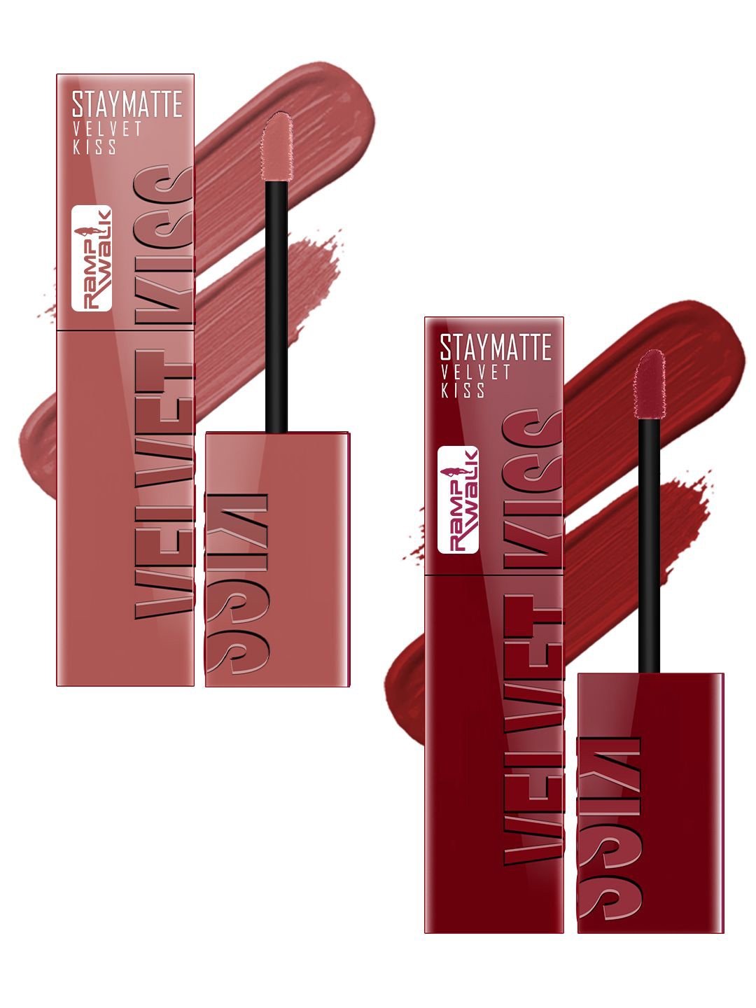 Ramp Walk Velvet Kiss Set of 2 Waterproof Liquid Lipstick-3.5g Each - Bright Maroon - Nude
Ramp Walk Velvet Kiss Set of 2 Waterproof Liquid Lipstick-3.5g Each - Bright Maroon - Nude