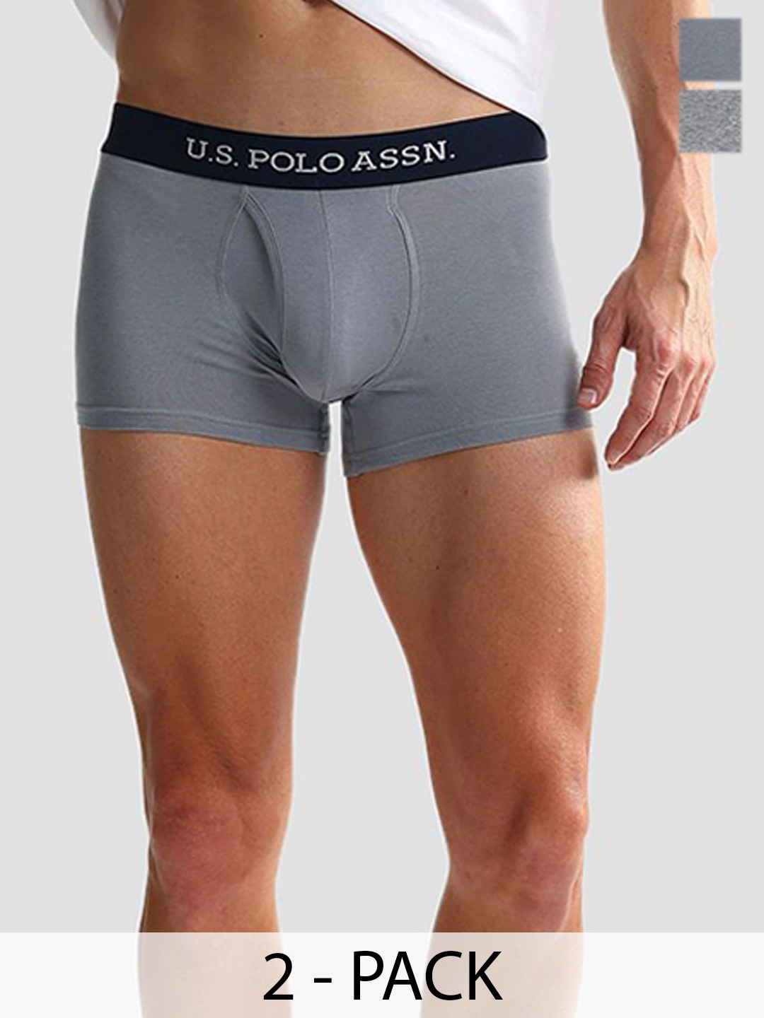 U.S. Polo Assn. Pack Of 2 Ribbed Solid Breathability Mid Rise Trunks-OET11-BG0-P2, Grey
U.S. Polo Assn. Pack Of 2 Ribbed Solid Breathability Mid Rise Trunks-OET11-BG0-P2, Grey