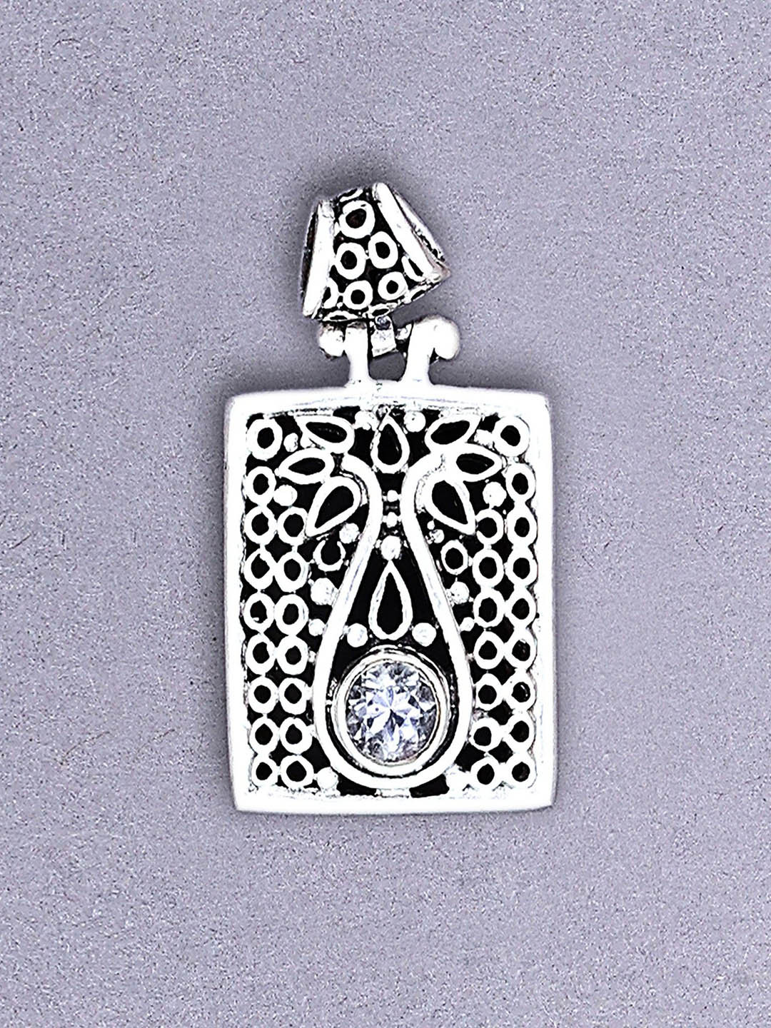Exotic India Facet Cubic Zirconia Stone Sterling Silver Pendant 
Exotic India Facet Cubic Zirconia Stone Sterling Silver Pendant