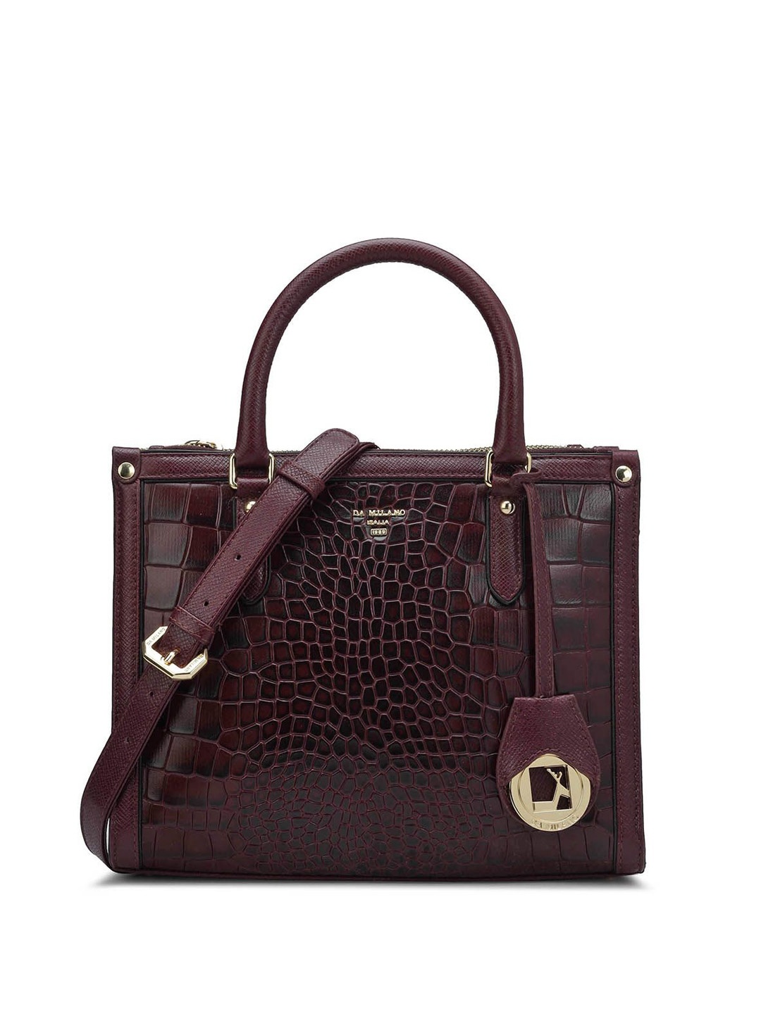 Da Milano Animal Leather Oversized Structured Handheld Bag with Cut Work, Burgundy
Da Milano Animal Leather Oversized Structured Handheld Bag with Cut Work, Burgundy