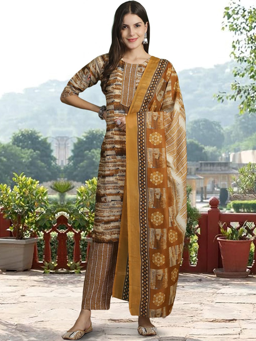 7Threads Printed Regular Pure Cotton Straight Kurta With Trousers & Dupatta, Khaki
7Threads Printed Regular Pure Cotton Straight Kurta With Trousers & Dupatta, Khaki