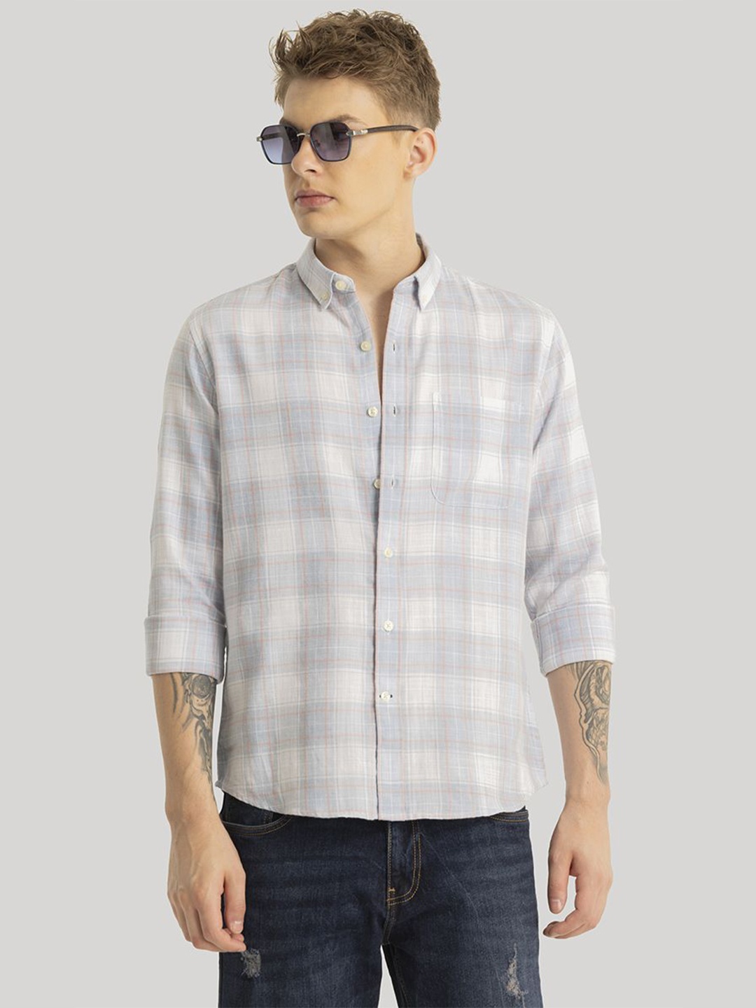 Snitch Men Smart Button-Down Collar Conversational Checked Cotton Slim Fit Casual Shirt, Grey
Snitch Men Smart Button-Down Collar Conversational Checked Cotton Slim Fit Casual Shirt, Grey