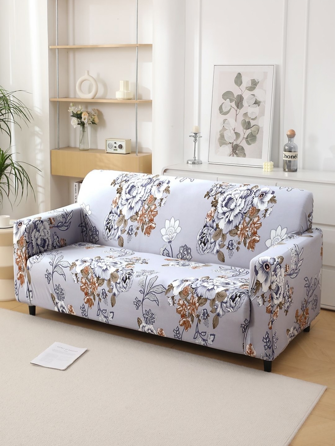 HOKIPO Grey & Blue Floral Printed 140 GSM Stretchable Two Seater Sofa Cover With Arms
HOKIPO Grey & Blue Floral Printed 140 GSM Stretchable Two Seater Sofa Cover With Arms