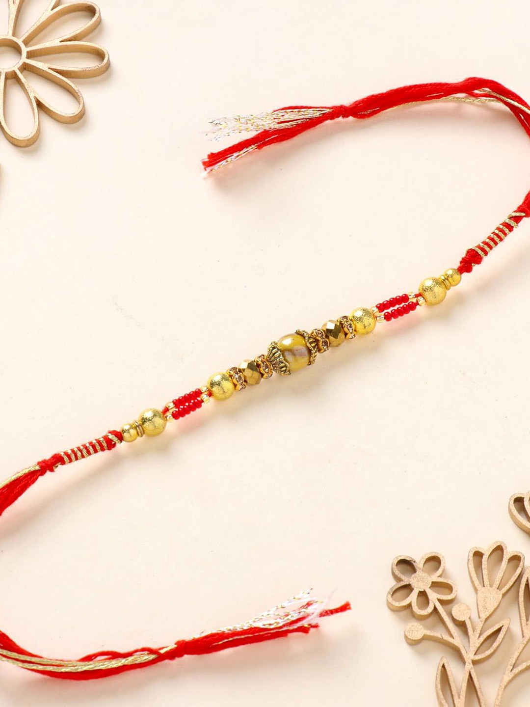 Floweraura Captivating Beaded Thread Bracelet Rakhi with Roli Chawal, Red 
Floweraura Captivating Beaded Thread Bracelet Rakhi with Roli Chawal, Red