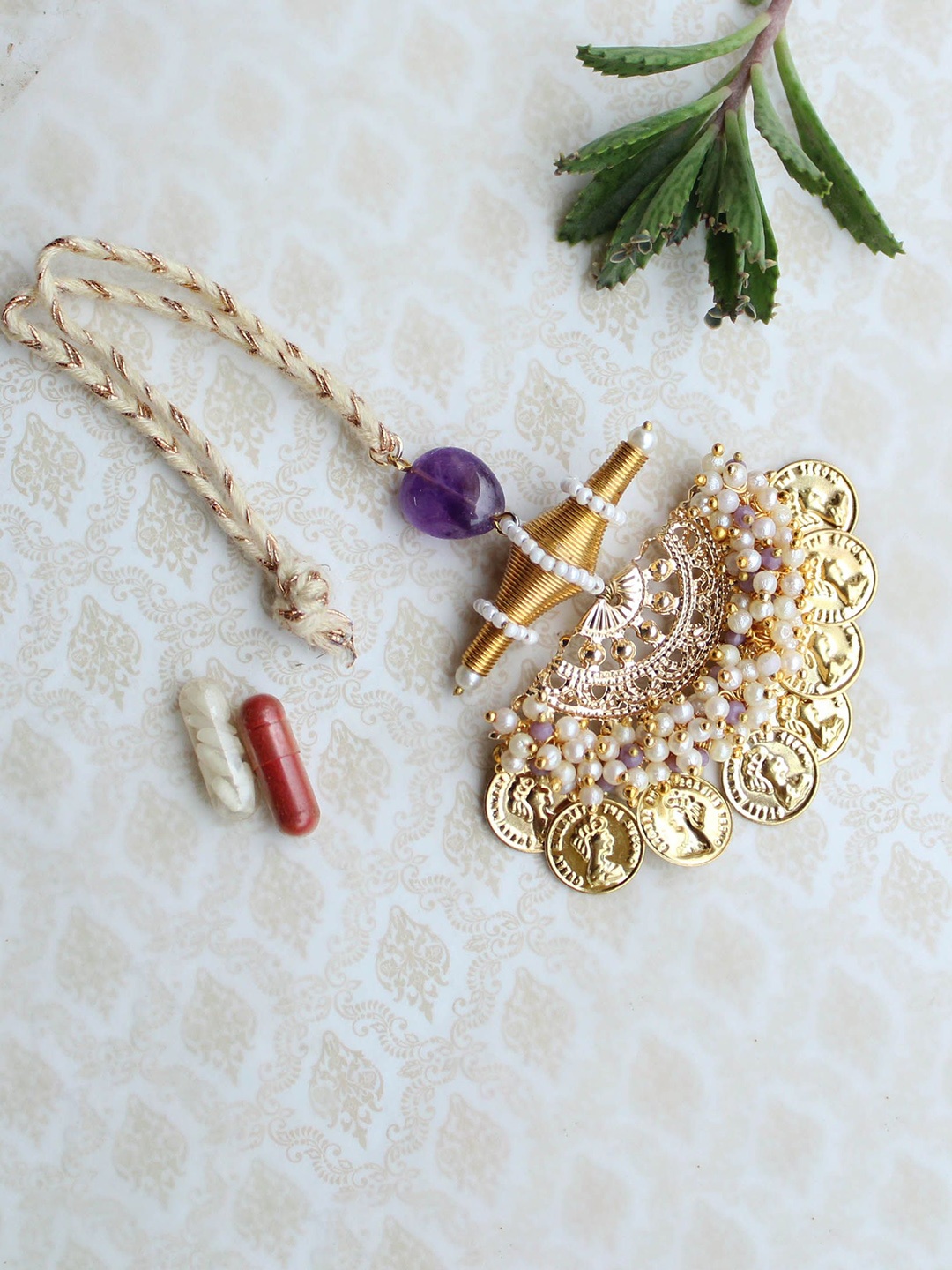 BeAbhika Fligree With Dangling Coins and Beaded Lumba Rakhi With Roli & Chawal, Gold
BeAbhika Fligree With Dangling Coins and Beaded Lumba Rakhi With Roli & Chawal, Gold
