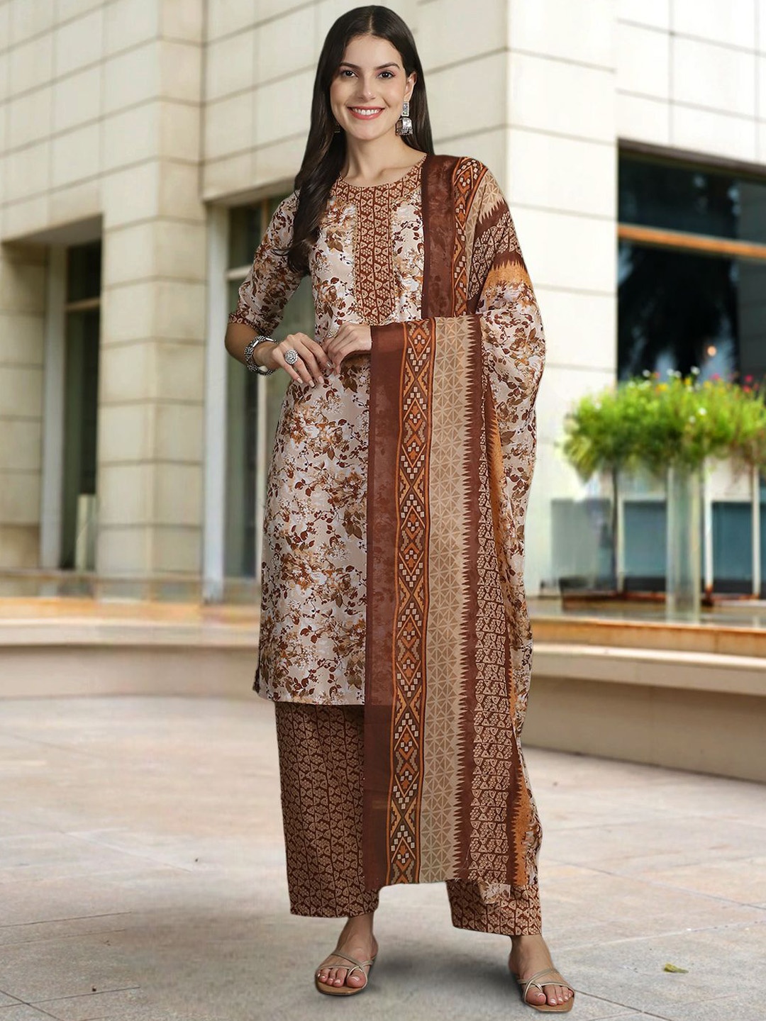 1 Stop Fashion Floral Printed Straight Pure Cotton Kurta with Trousers & With Dupatta, Beige
1 Stop Fashion Floral Printed Straight Pure Cotton Kurta with Trousers & With Dupatta, Beige