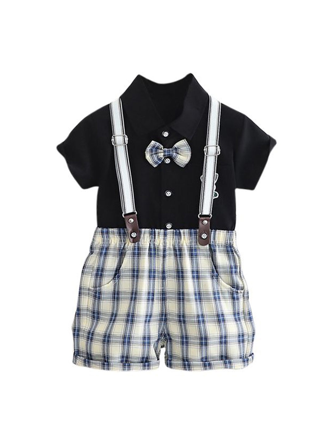 StyleCast x Revolte Boys Printed Pure Cotton Shirt with Shorts And Suspenders, Black
StyleCast x Revolte Boys Printed Pure Cotton Shirt with Shorts And Suspenders, Black