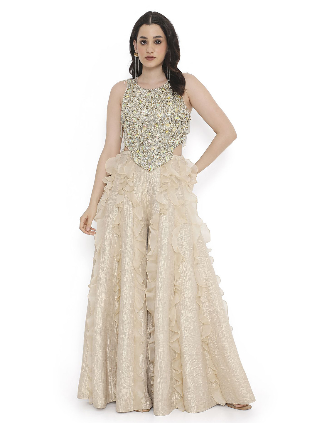 Payal Singhal Embroidered Georgette Crop Top & Flared Palazzo, Cream
Payal Singhal Embroidered Georgette Crop Top & Flared Palazzo, Cream