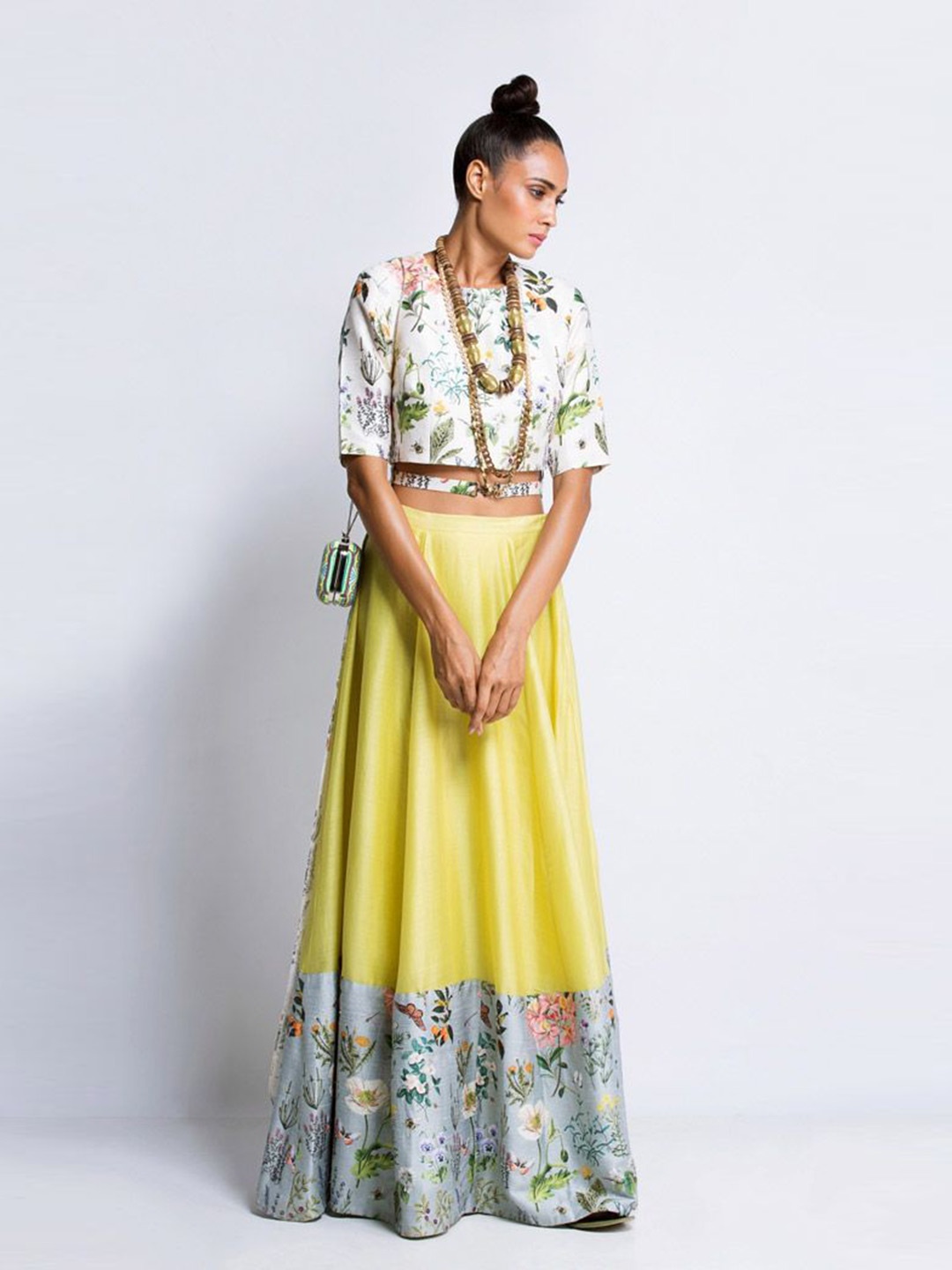 Payal Singhal Printed Round Neck Short Sleeves Ready to Wear Lehenga & Choli, Cream
Payal Singhal Printed Round Neck Short Sleeves Ready to Wear Lehenga & Choli, Cream