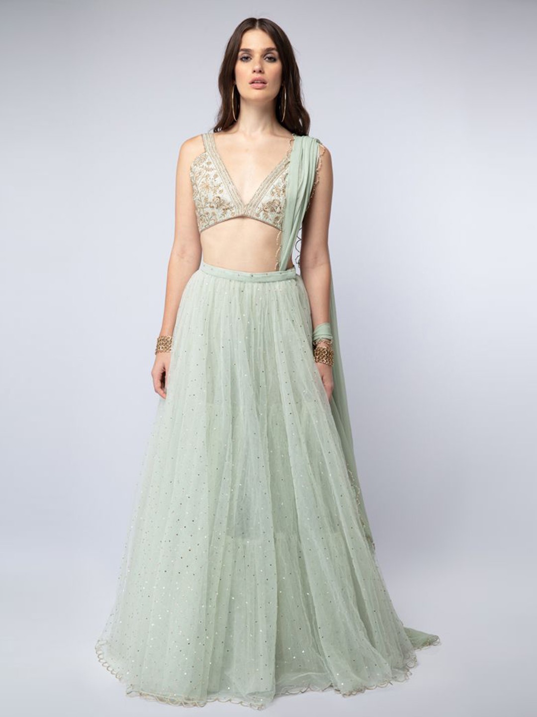 Payal Singhal Embroidered V-Neck Silk Ready to Wear Lehenga & Blouse With Dupatta, Green
Payal Singhal Embroidered V-Neck Silk Ready to Wear Lehenga & Blouse With Dupatta, Green