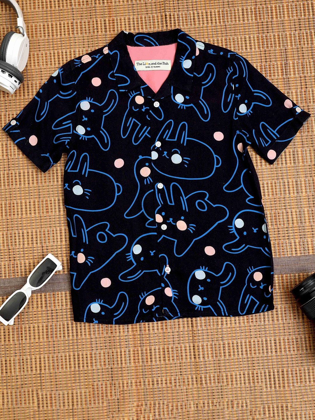 The Lion and The Fish Boys Comfort Cuban Collar Graphic Printed Relaxed Fit Casual Shirt, Black
The Lion and The Fish Boys Comfort Cuban Collar Graphic Printed Relaxed Fit Casual Shirt, Black