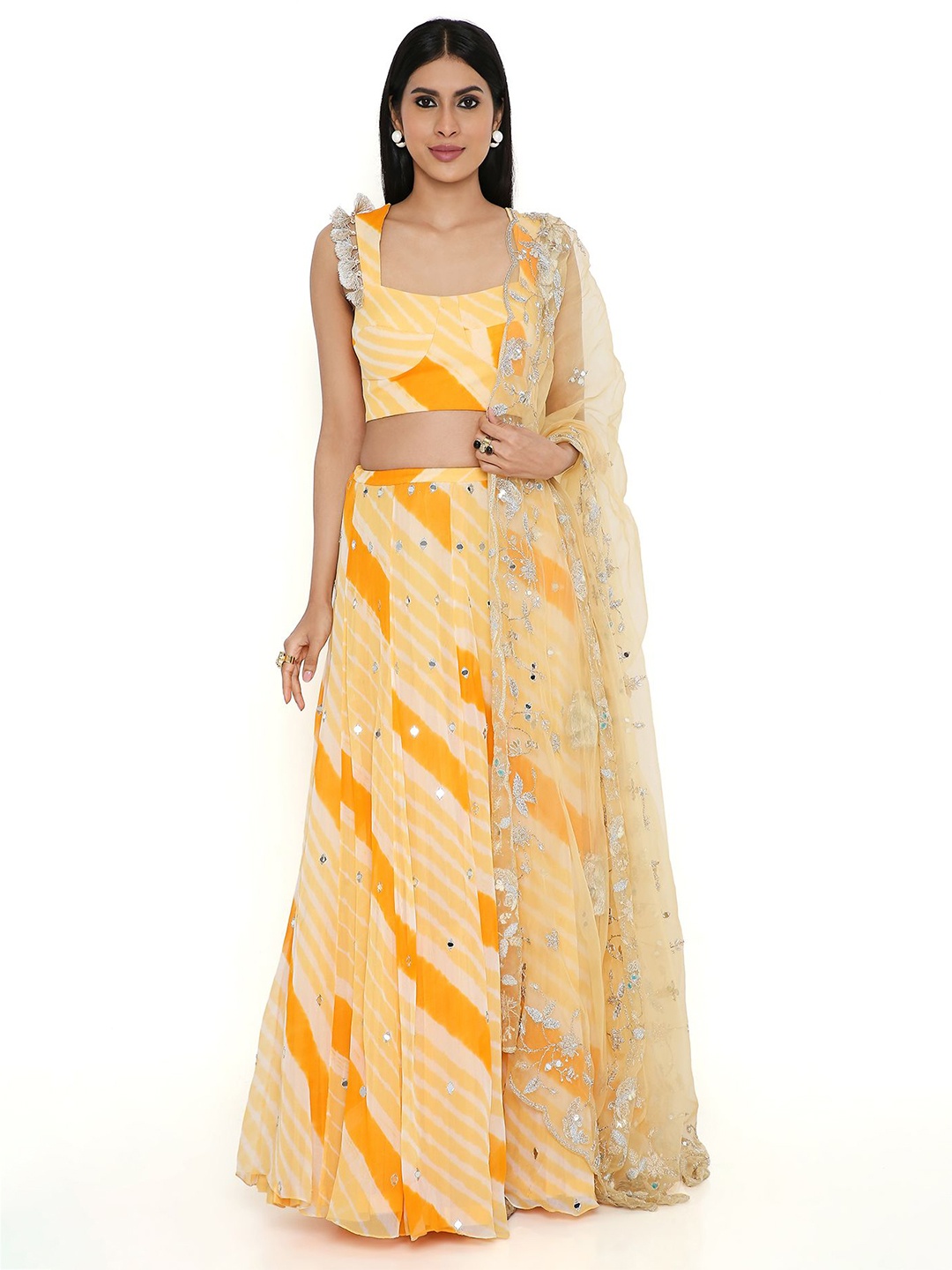 Payal Singhal Printed Mirror Work Ready to Wear Lehenga & Blouse With Dupatta, Yellow
Payal Singhal Printed Mirror Work Ready to Wear Lehenga & Blouse With Dupatta, Yellow