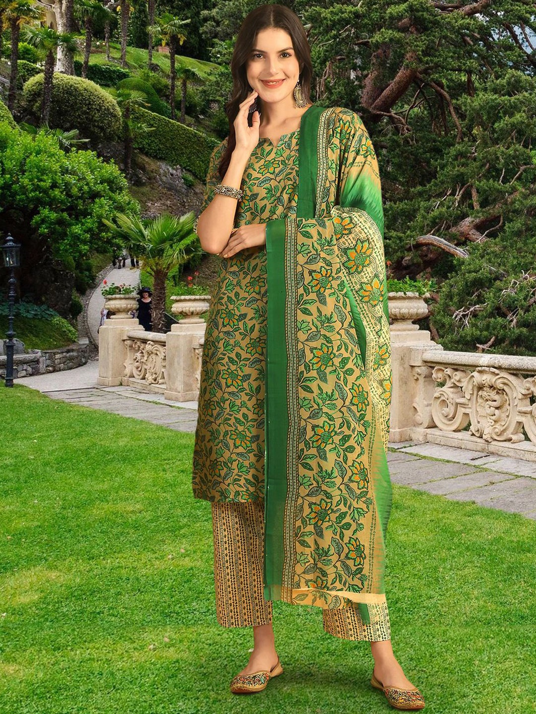 1 Stop Fashion Floral Printed Pure Cotton Straight Kurta with Trousers & Dupatta, Beige
1 Stop Fashion Floral Printed Pure Cotton Straight Kurta with Trousers & Dupatta, Beige