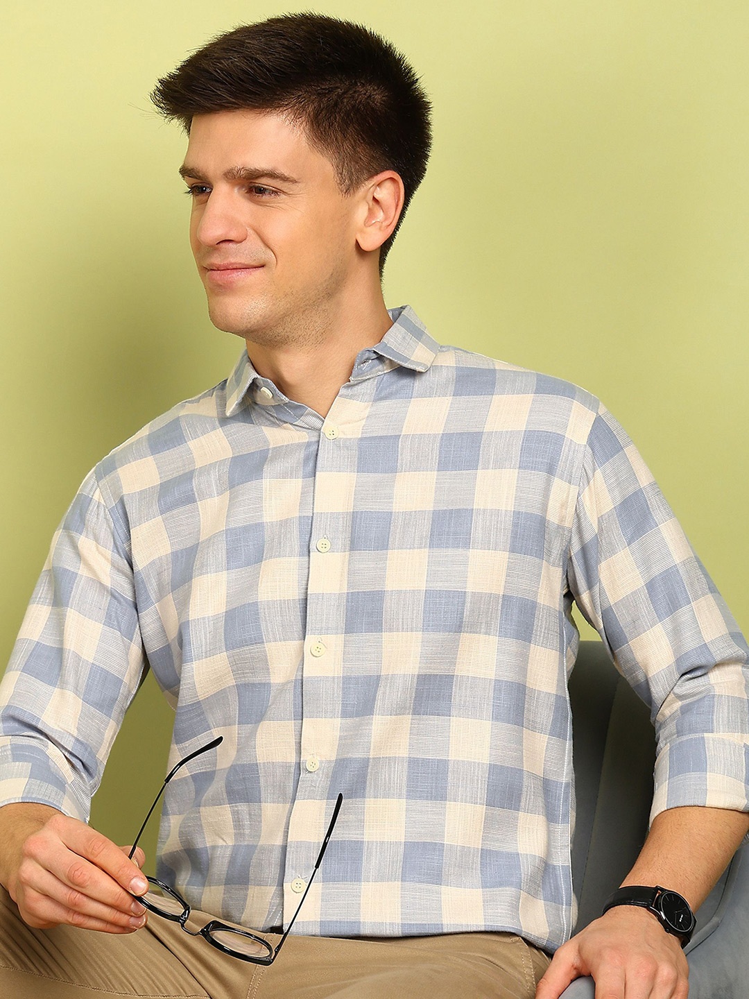 FUBAR Men Spread Collar Buffalo Checks Checked Cotton Slim Fit Formal Shirt, Blue
FUBAR Men Spread Collar Buffalo Checks Checked Cotton Slim Fit Formal Shirt, Blue