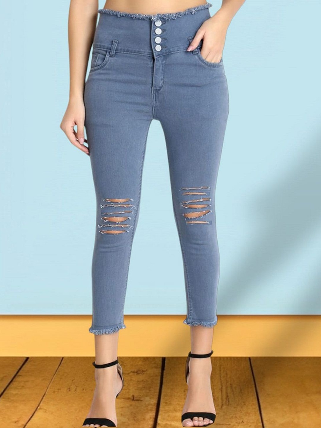 Perfect Outlet Women Skinny Fit High-Rise Mildly Distressed Stretchable Denim Jeans, Grey
Perfect Outlet Women Skinny Fit High-Rise Mildly Distressed Stretchable Denim Jeans, Grey