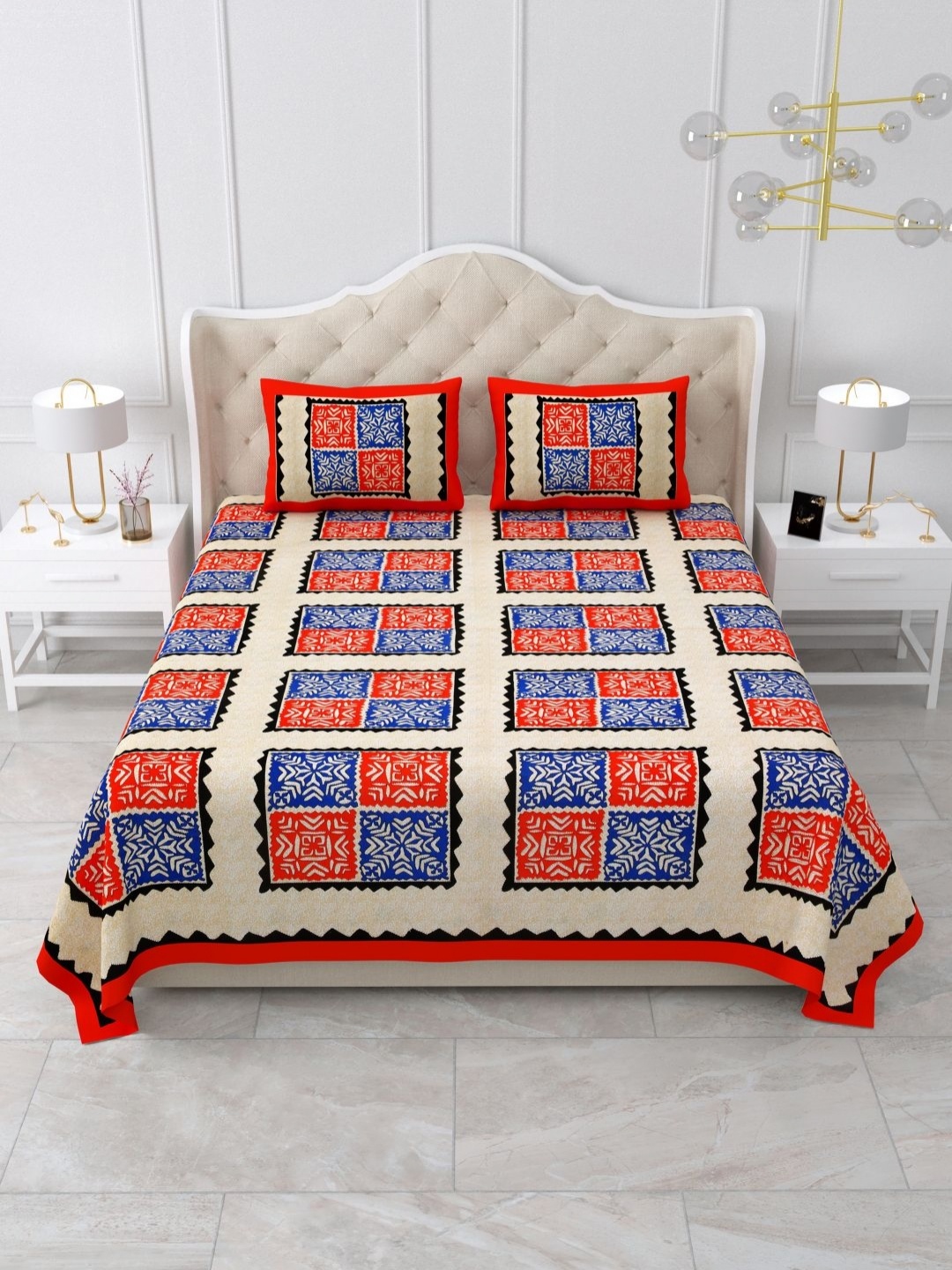 DOLLIFI Red Geometric Printed 260 TC Cotton Double King Bedsheet with 2 Pillow Covers
DOLLIFI Red Geometric Printed 260 TC Cotton Double King Bedsheet with 2 Pillow Covers