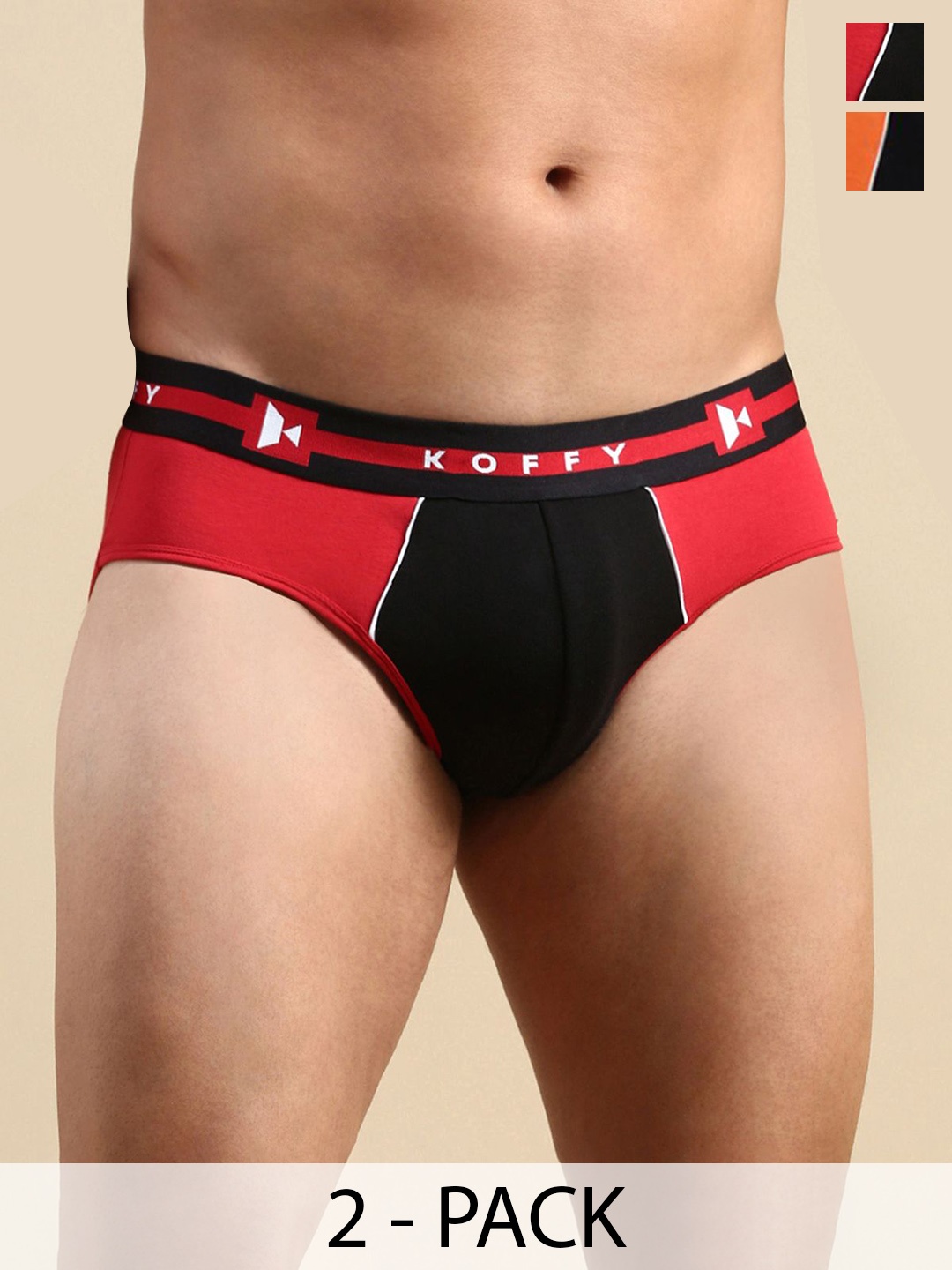 KOFFY Pack of 2 Men Colourblocked Mid Waist Seamless Briefs KOFFY_KI29_RD_ORG_2PC, Red
KOFFY Pack of 2 Men Colourblocked Mid Waist Seamless Briefs KOFFY_KI29_RD_ORG_2PC, Red