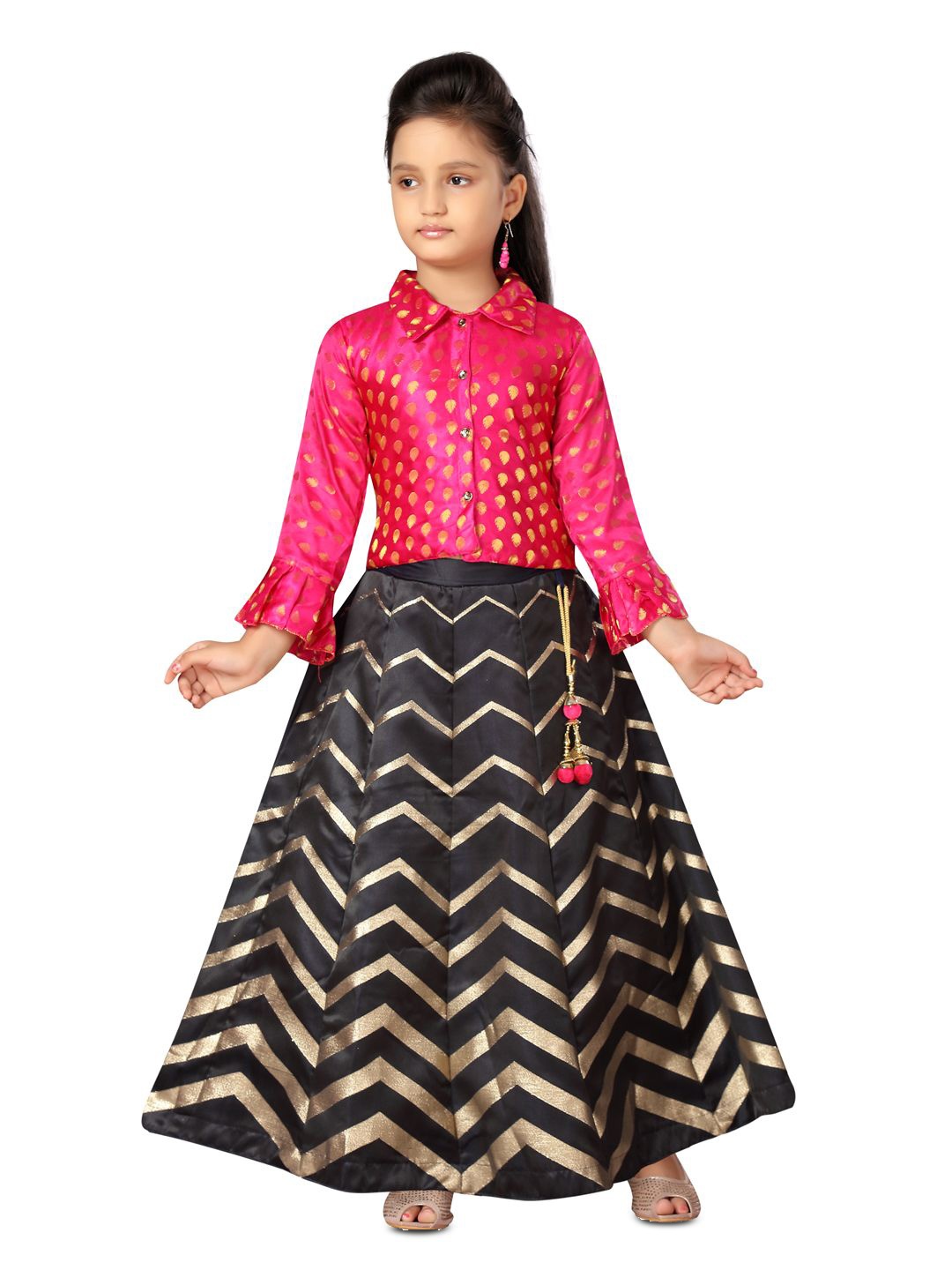BAESD Girls Woven Design Shirt Collar Bell Sleeves Zari Silk Ready to Wear Lehenga Choli, Pink
BAESD Girls Woven Design Shirt Collar Bell Sleeves Zari Silk Ready to Wear Lehenga Choli, Pink