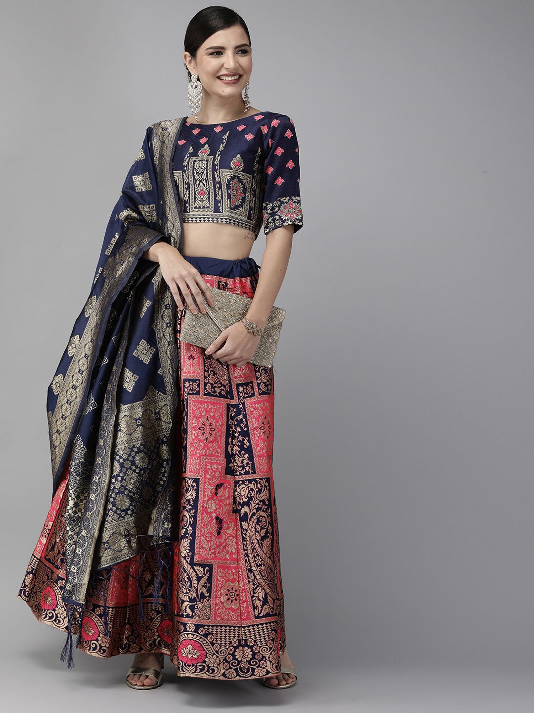 MAGMINA Woven Design Jacquard Semi-Stitched Lehenga & Unstitched Blouse With Dupatta, Pink
MAGMINA Woven Design Jacquard Semi-Stitched Lehenga & Unstitched Blouse With Dupatta, Pink