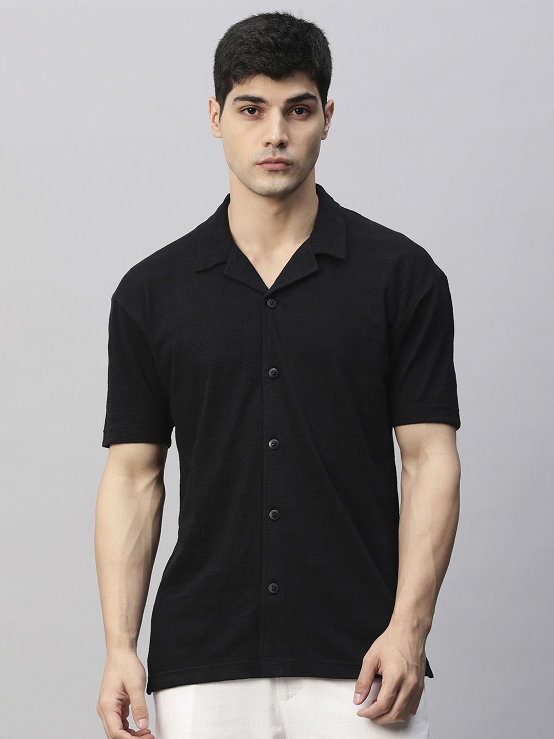 PRONK Men Cuban Collar Solid Cotton Casual ShirtPRONK Men Cuban Collar Solid Cotton Casual Shirt, Black
PRONK Men Cuban Collar Solid Cotton Casual ShirtPRONK Men Cuban Collar Solid Cotton Casual Shirt, Black