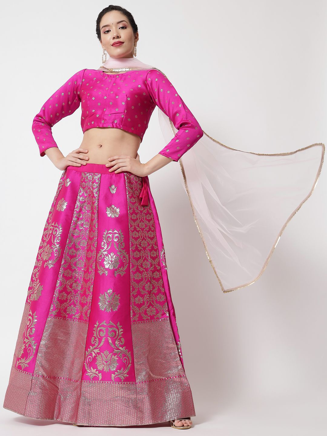MAGMINA Woven Design Jacquard Semi-Stitched Lehenga & Unstitched Blouse With Dupatta, Pink
MAGMINA Woven Design Jacquard Semi-Stitched Lehenga & Unstitched Blouse With Dupatta, Pink