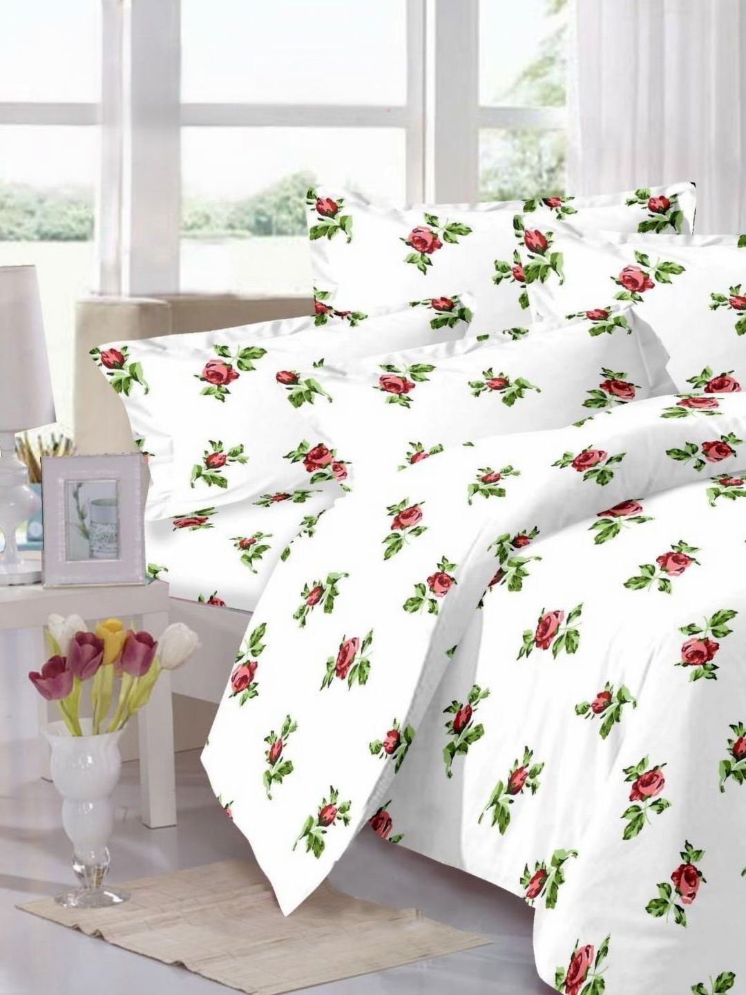 Signature White & Red 4 Pieces Floral Printed Pure Cotton Double Queen Fine Bedding Set
Signature White & Red 4 Pieces Floral Printed Pure Cotton Double Queen Fine Bedding Set