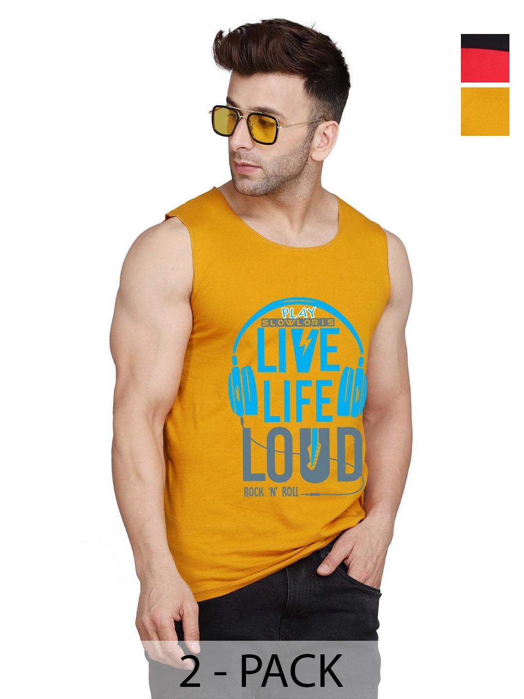 SLOWLORIS Men Pack Of 2 Typography Printed Round Neck Cotton Slim Fit T-shirts, Mustard
SLOWLORIS Men Pack Of 2 Typography Printed Round Neck Cotton Slim Fit T-shirts, Mustard
