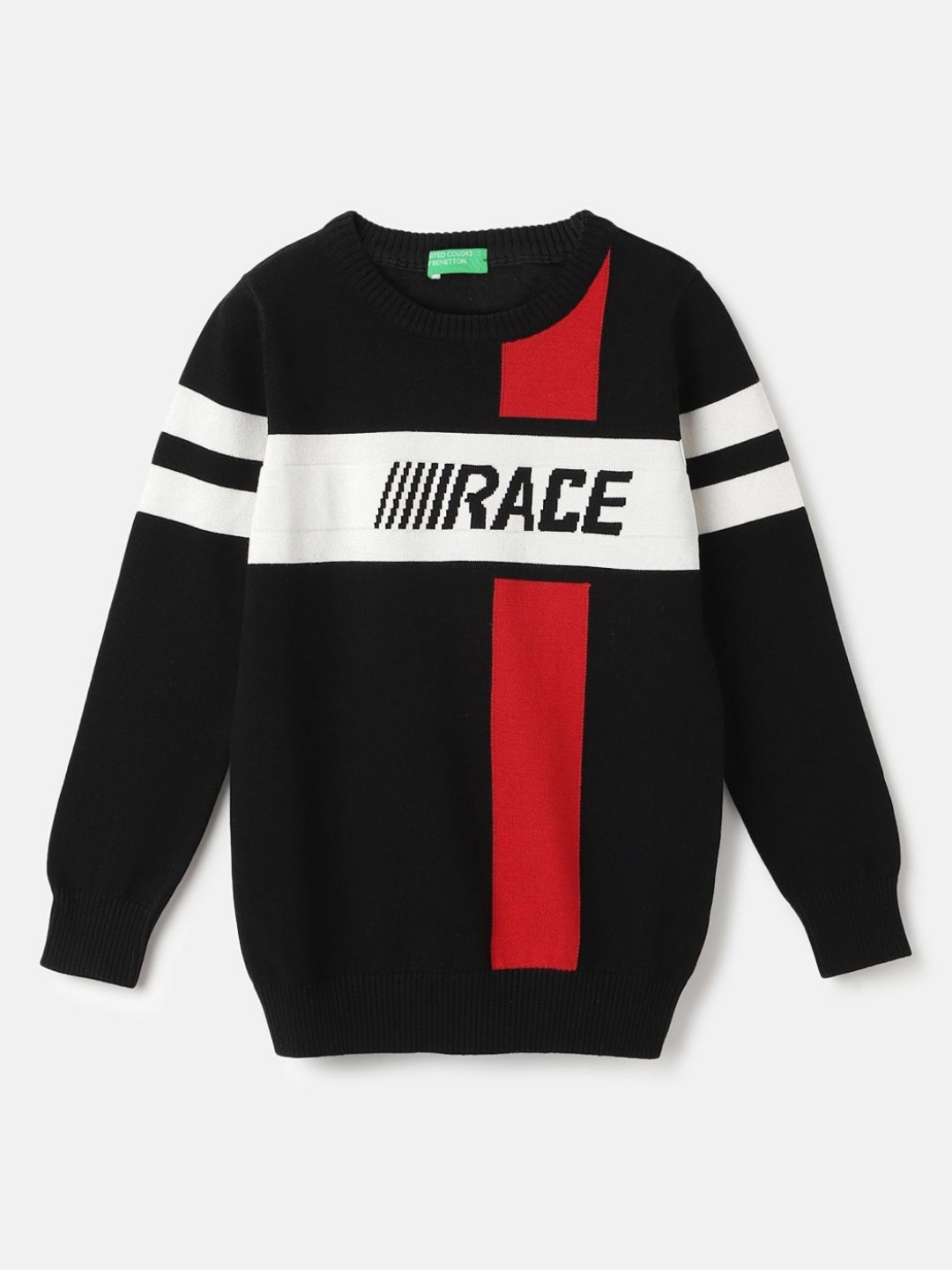 United Colors of Benetton Boys Colourblocked V-Neck Pure Cotton Applique T-shirt, Black
United Colors of Benetton Boys Colourblocked V-Neck Pure Cotton Applique T-shirt, Black